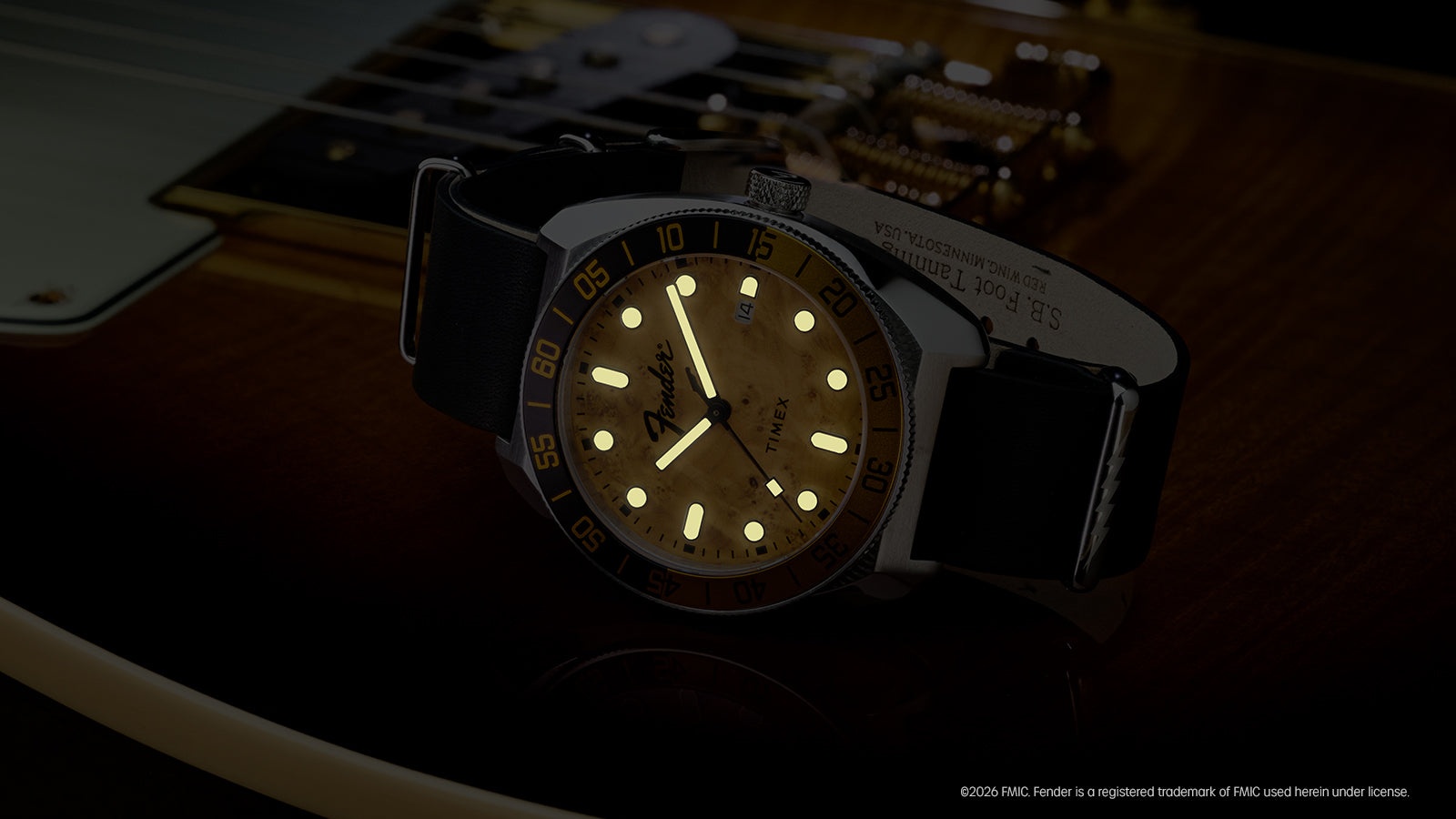 Timex TW6A14600 Fender x Timex Automatic 41mm Anniversary Edition Timex klasyczny zegarek srebrny