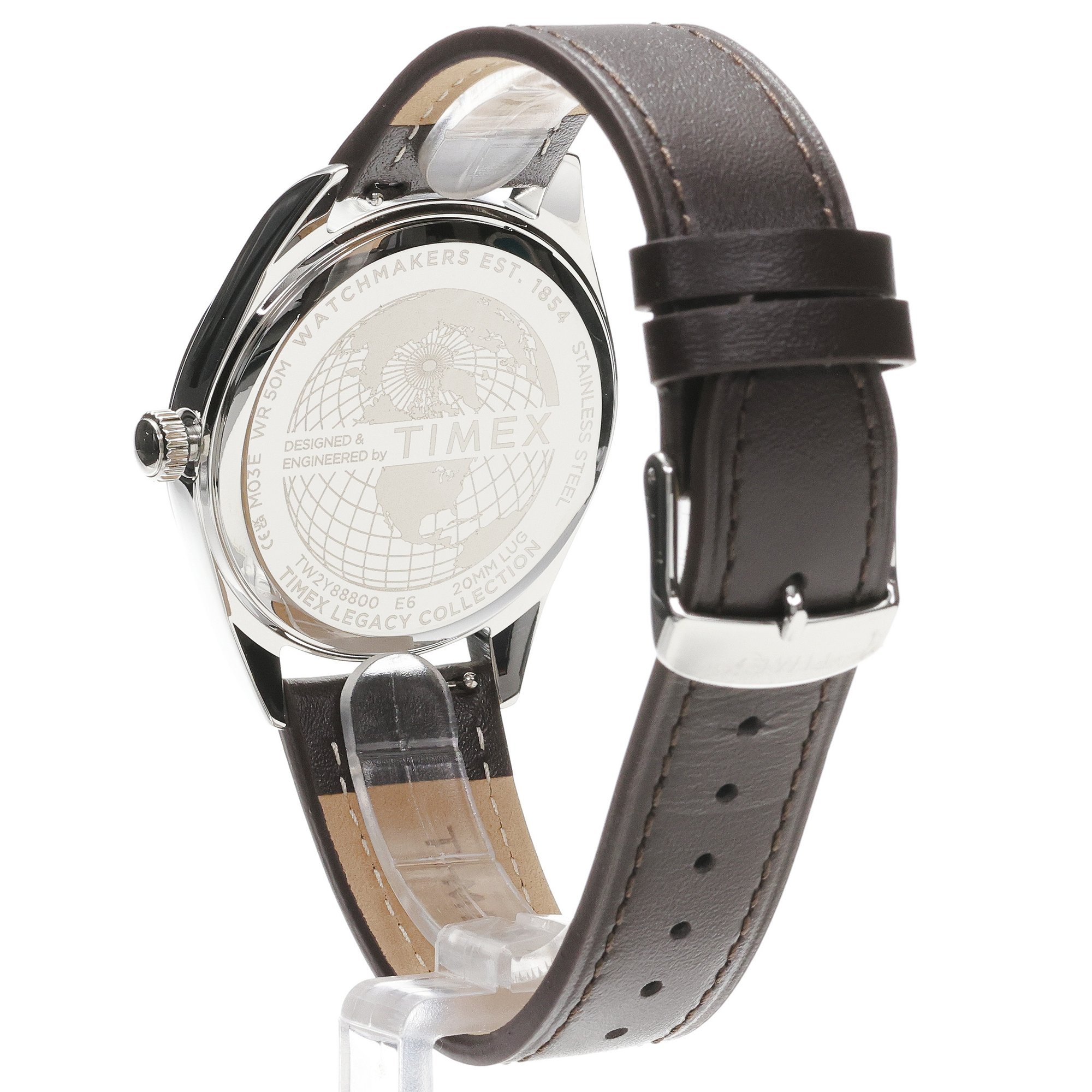 Timex TWG068800 Day-Date 41mm Leather Strap Set Legacy klasyczny zegarek srebrny