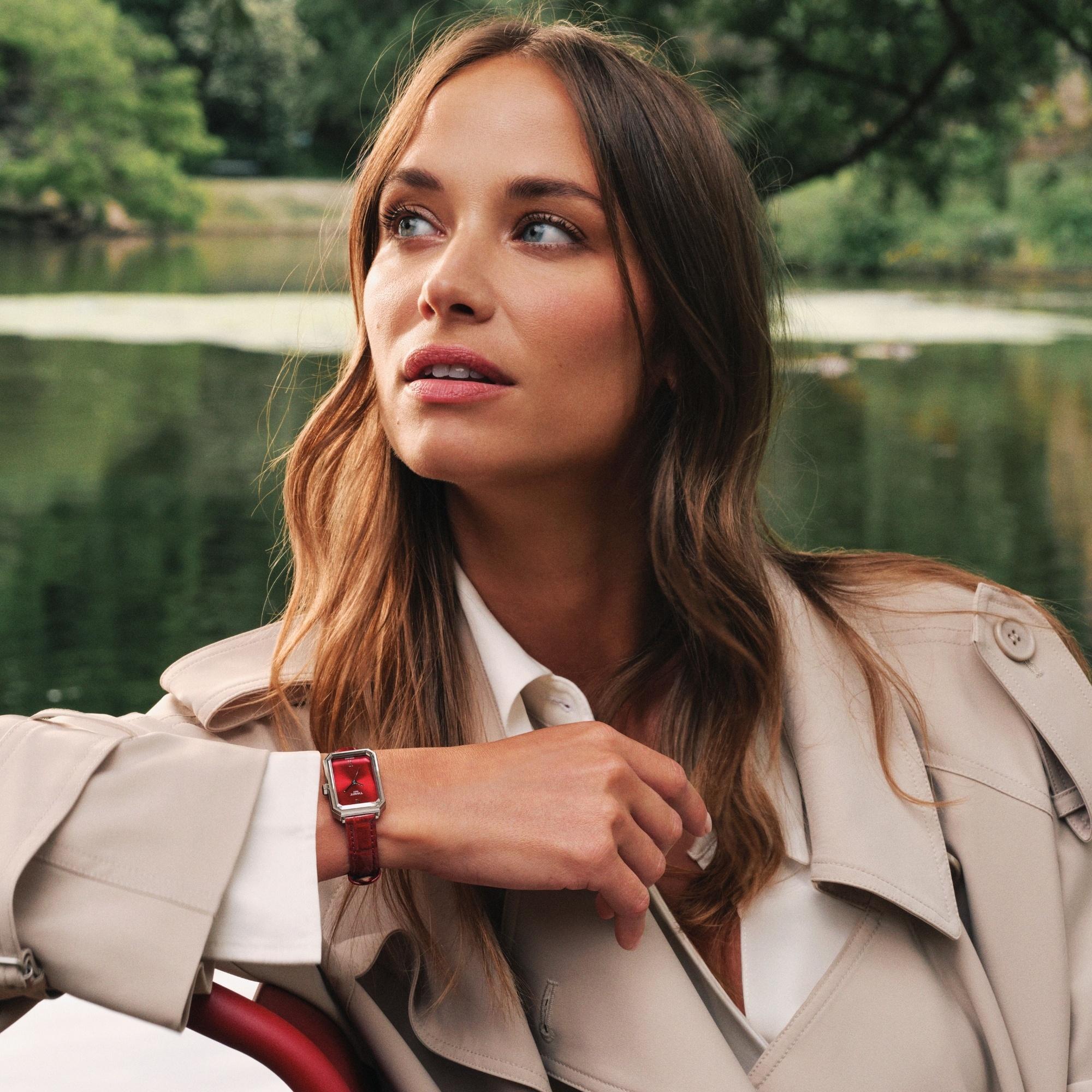 SRV 30mm Red Dial Leather Strap Tissot T160.110.16.423.00 - hover