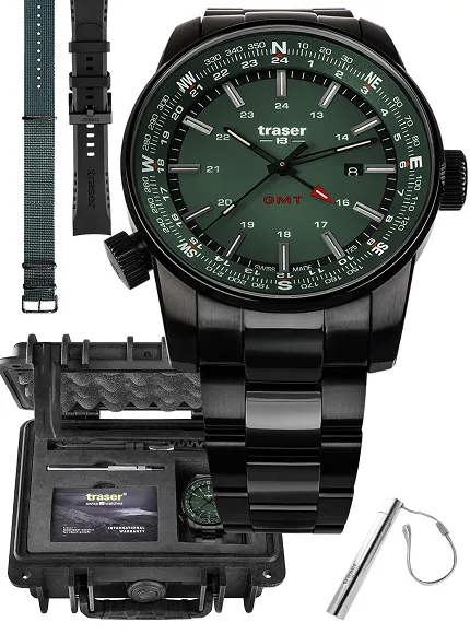 Traser TS-109525 MEGA SET P68 Pathfinder P68 Pathfinder GMT Green Stainless Steel Mega Set - zdjęcie 1