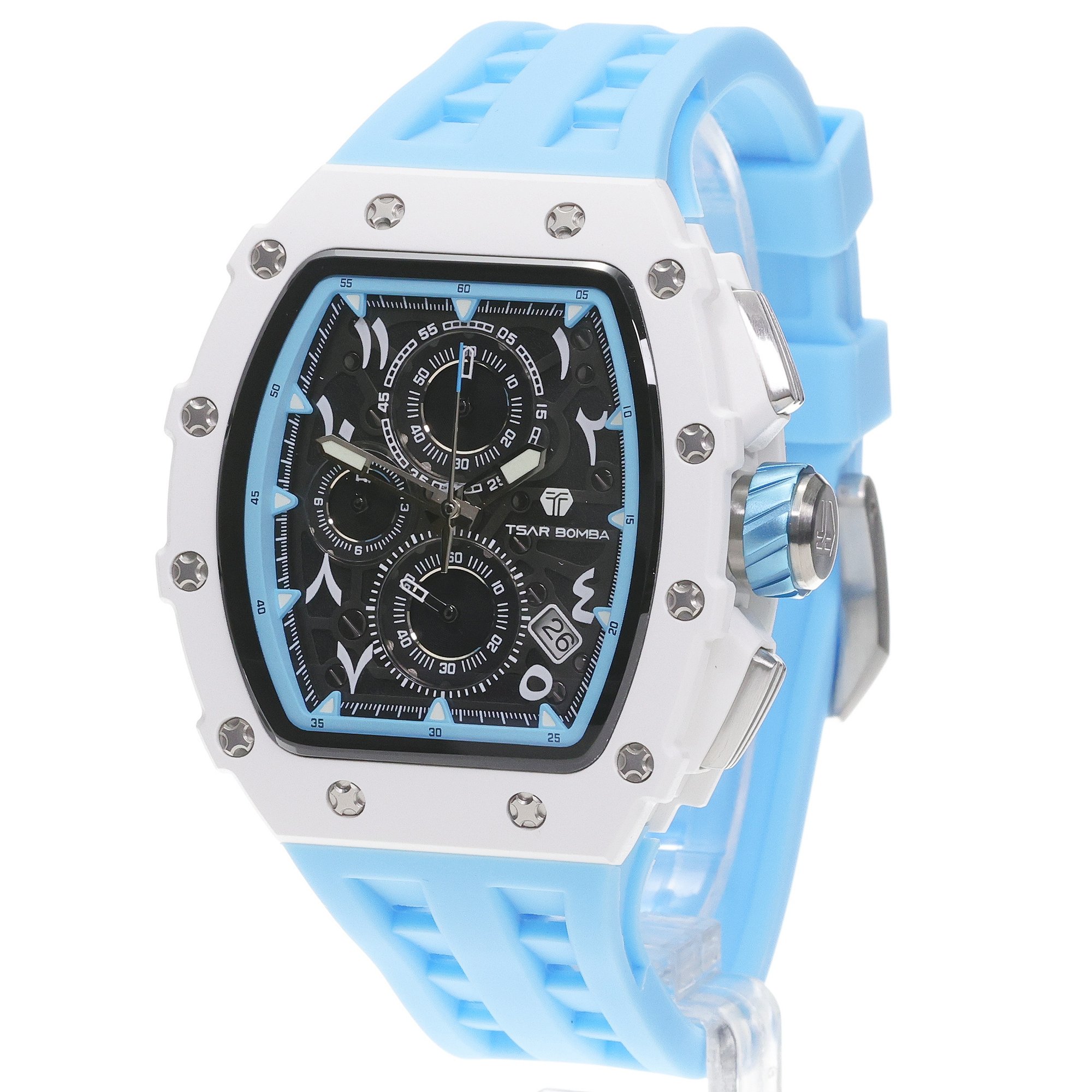 Tsar Bomba TB8204QA-02 Elemental Elemental Calendar Arab Blue zegarek męski sportowy szafirowe