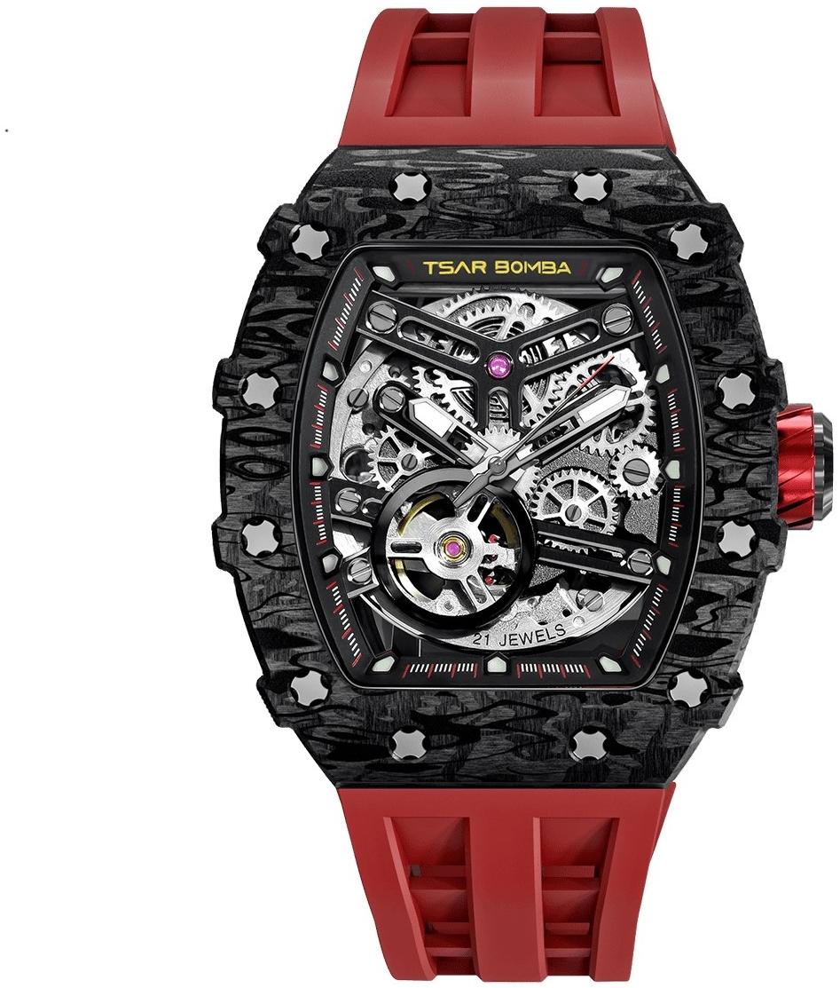 Elemental Carbon Fiber Automatic Black Red Tsar Bomba TB8208CF-39 