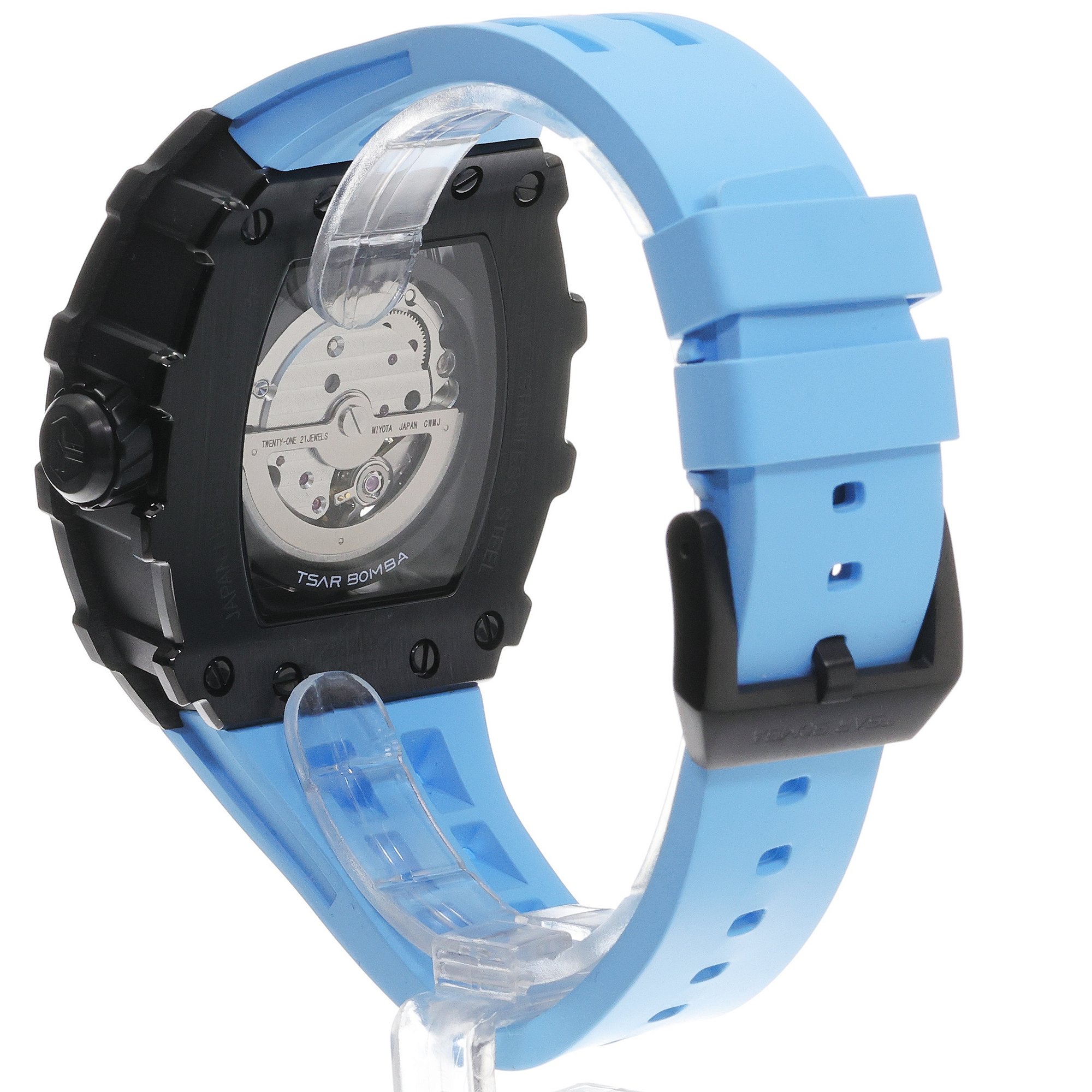 Tsar Bomba TB8209CF-04 Elemental Carbon Fiber Automatic Black Blue Elemental sportowy zegarek czarny