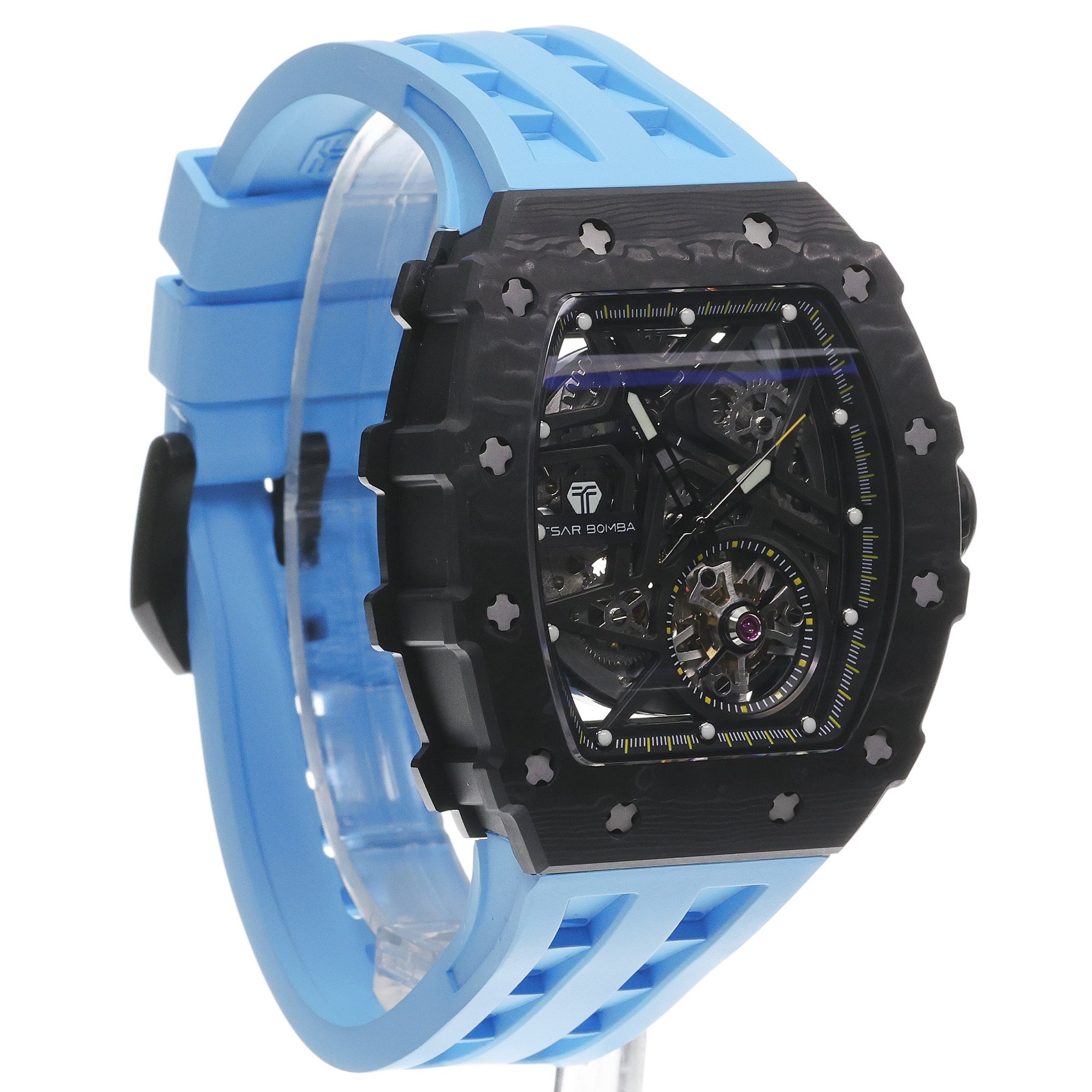 Tsar Bomba TB8209CF-04 Elemental Elemental Carbon Fiber Automatic Black Blue zegarek męski sportowy Power Sapphire