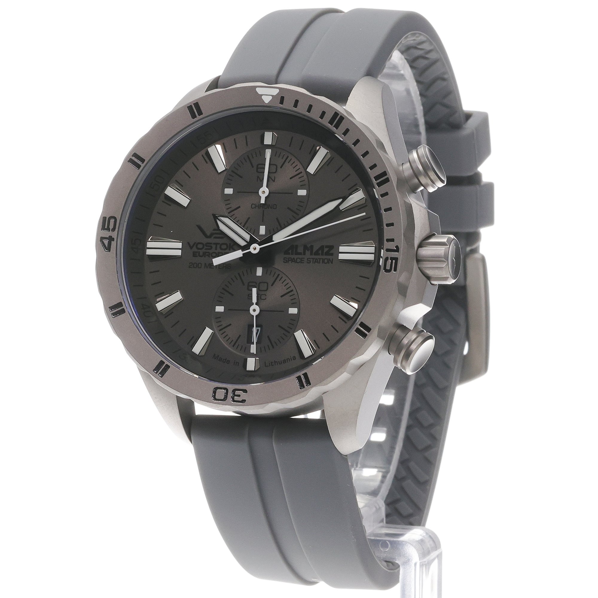 Vostok Europe 6S11-320H264S Almaz Space Station Chrono Titanium Almaz klasyczny zegarek srebrny - miniatura 2