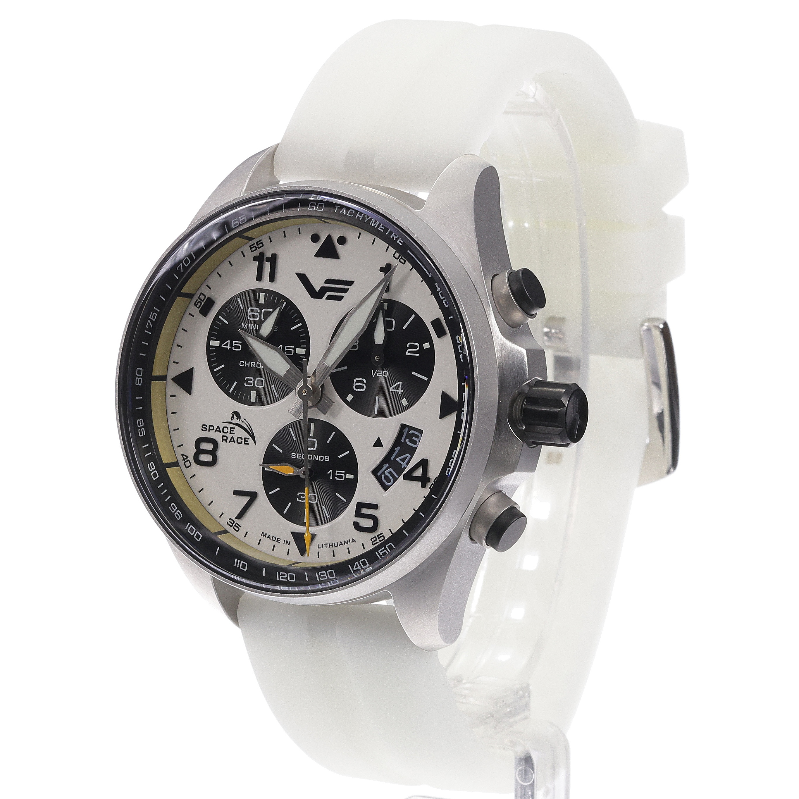Vostok Europe 6S30-325A743SWL Space Race White Chrono Space Race sportowy zegarek srebrny - miniatura 7