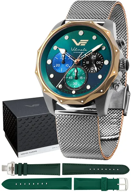 Vostok Europe JS20-125E752BM Vilnele Vilnele Chronograph Mesh 39mm