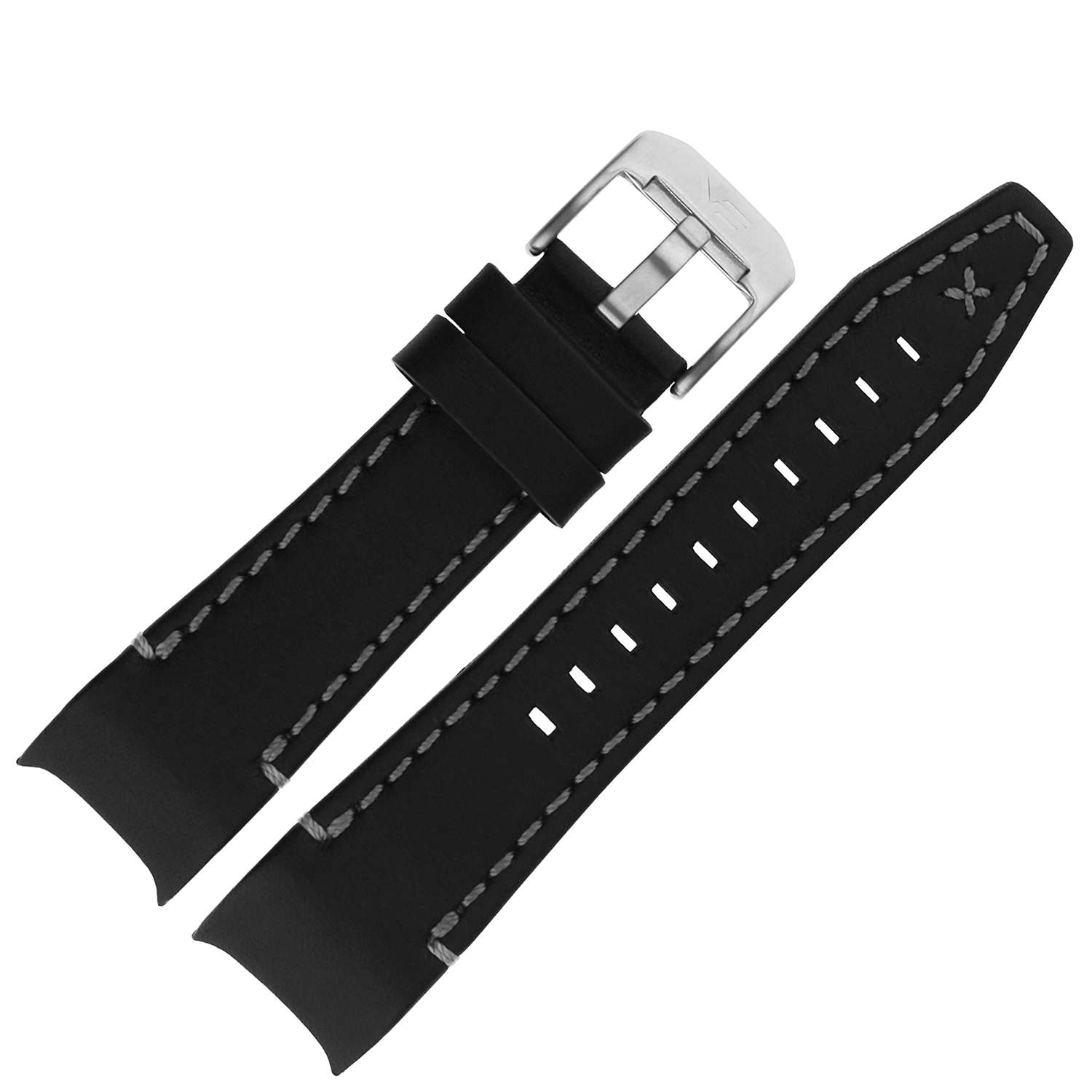 Pasek do zegarka Vostok Europe Pasek Atomic Age - Skóra (A698) czarny z szarym p. stalowa kl.