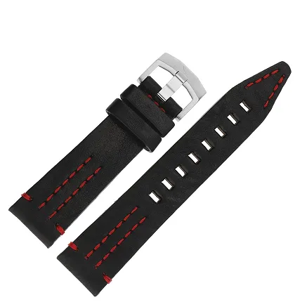 Vostok Europe Pasek Rocket N1 - Skóra (A563) czarny z czerwonym p. błyszcząca kl. - zdjęcie 1