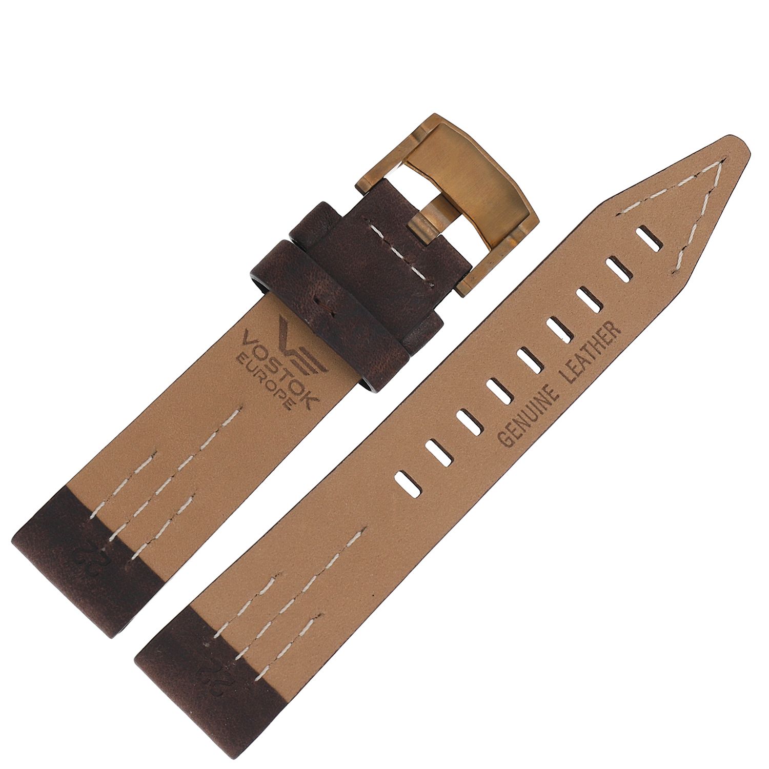 Vostok Europe Pasek SSN-571 - Skóra (O613) brązowy z białym p. różowa kl. pasek do zegarka - miniatura 2