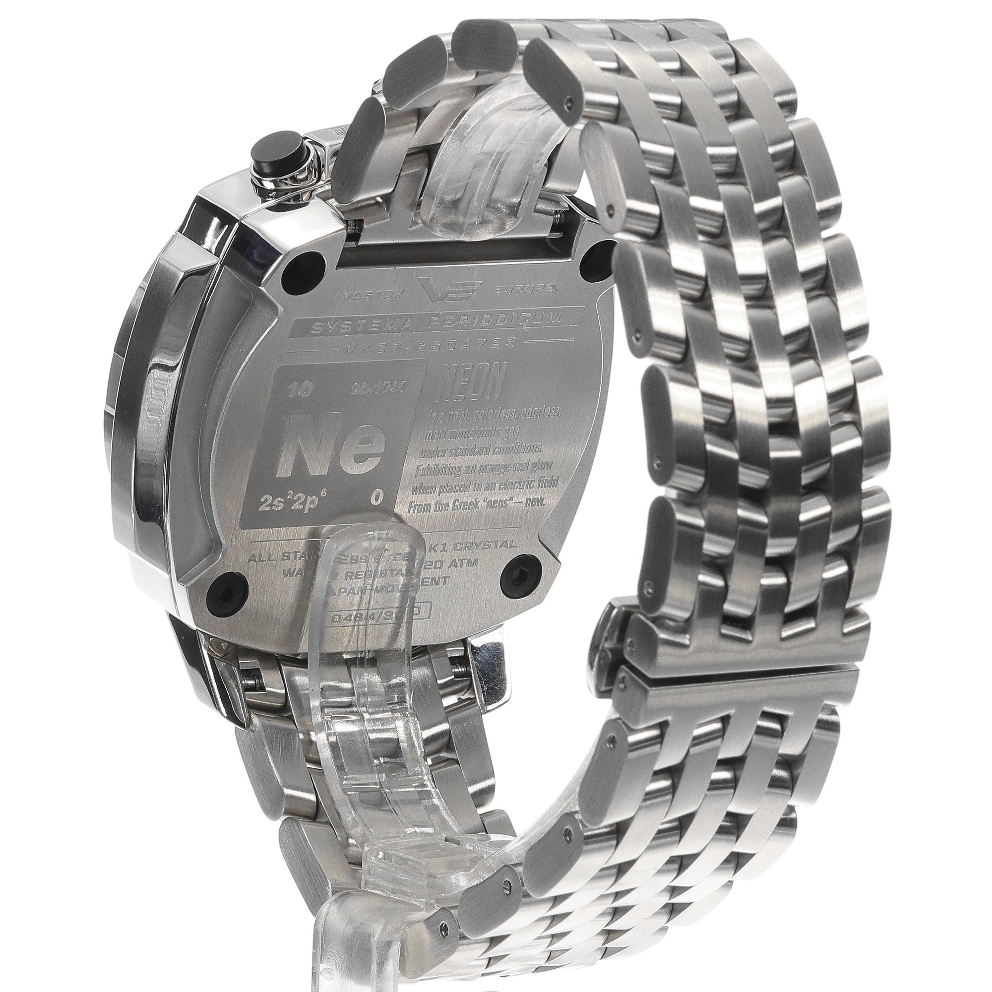 Vostok Europe VK67-650A723B zegarek srebrny typudiver Systema Periodicum bransoleta
