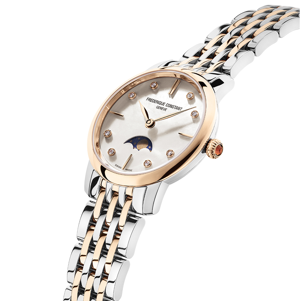 Frederique Constant FC-206MPWD1S2B SLIMLINE LADIES MOONPHASE zegarek elegancki Slimline - miniatura 2