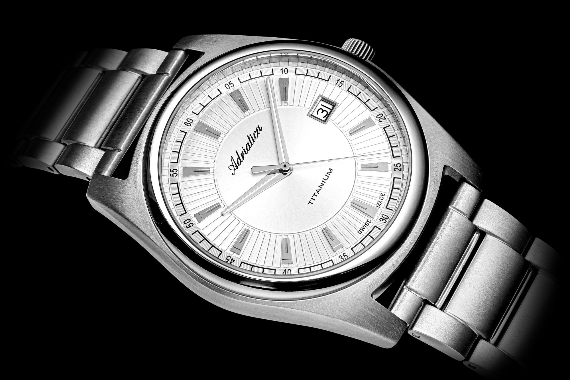 zegarek Adriatica A83194113Q Classic Titanium Quartz Męskie szafirowe