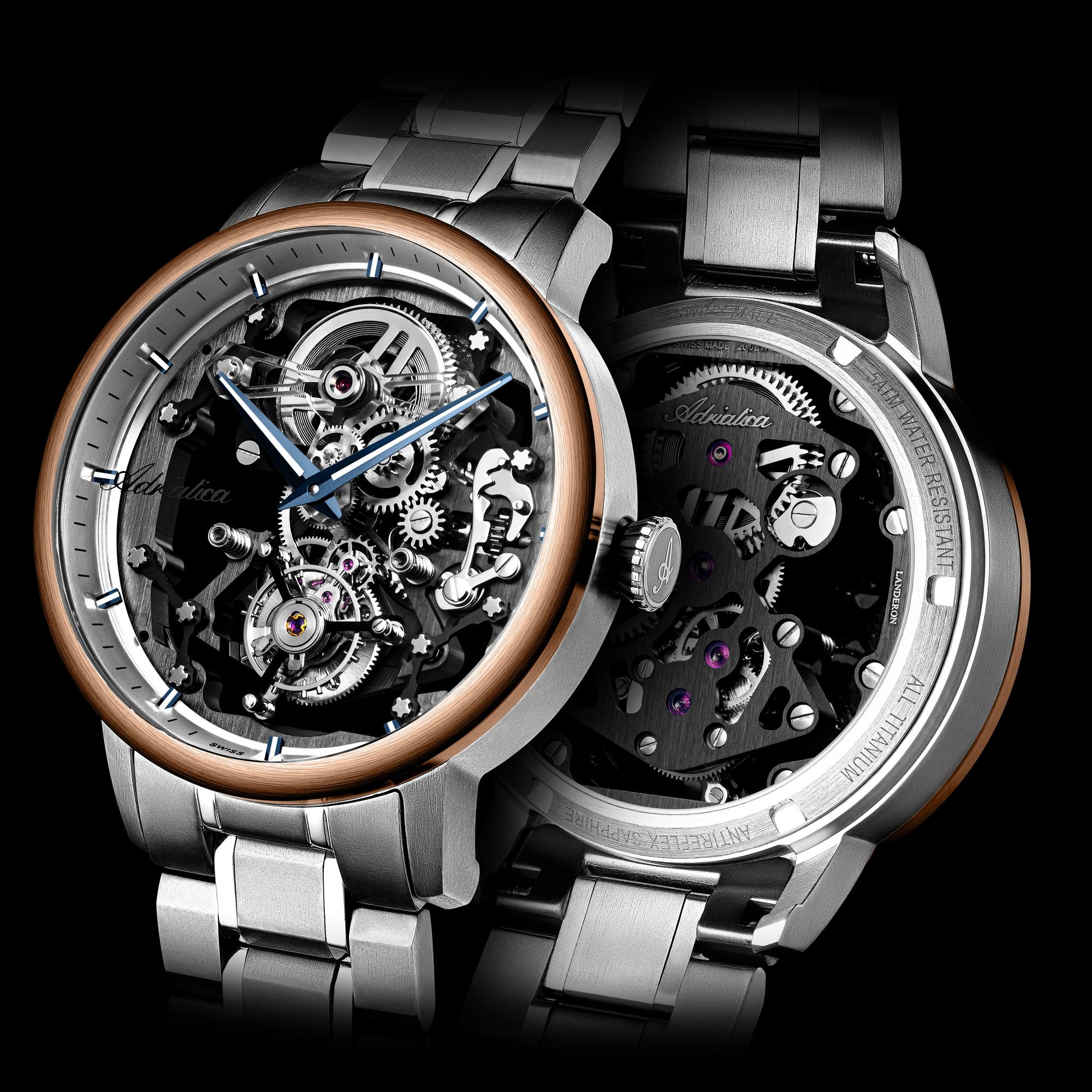 zegarek Adriatica A888861B7M srebrny Tourbillon