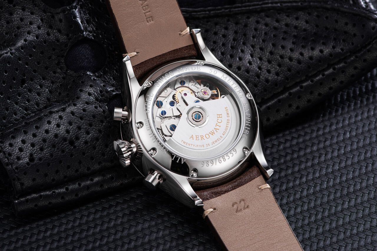 zegarek Aerowatch 61989-AA05 LES GRANDES CLASSIQUES PILOTE męski z chronograf Les Grandes Classiques