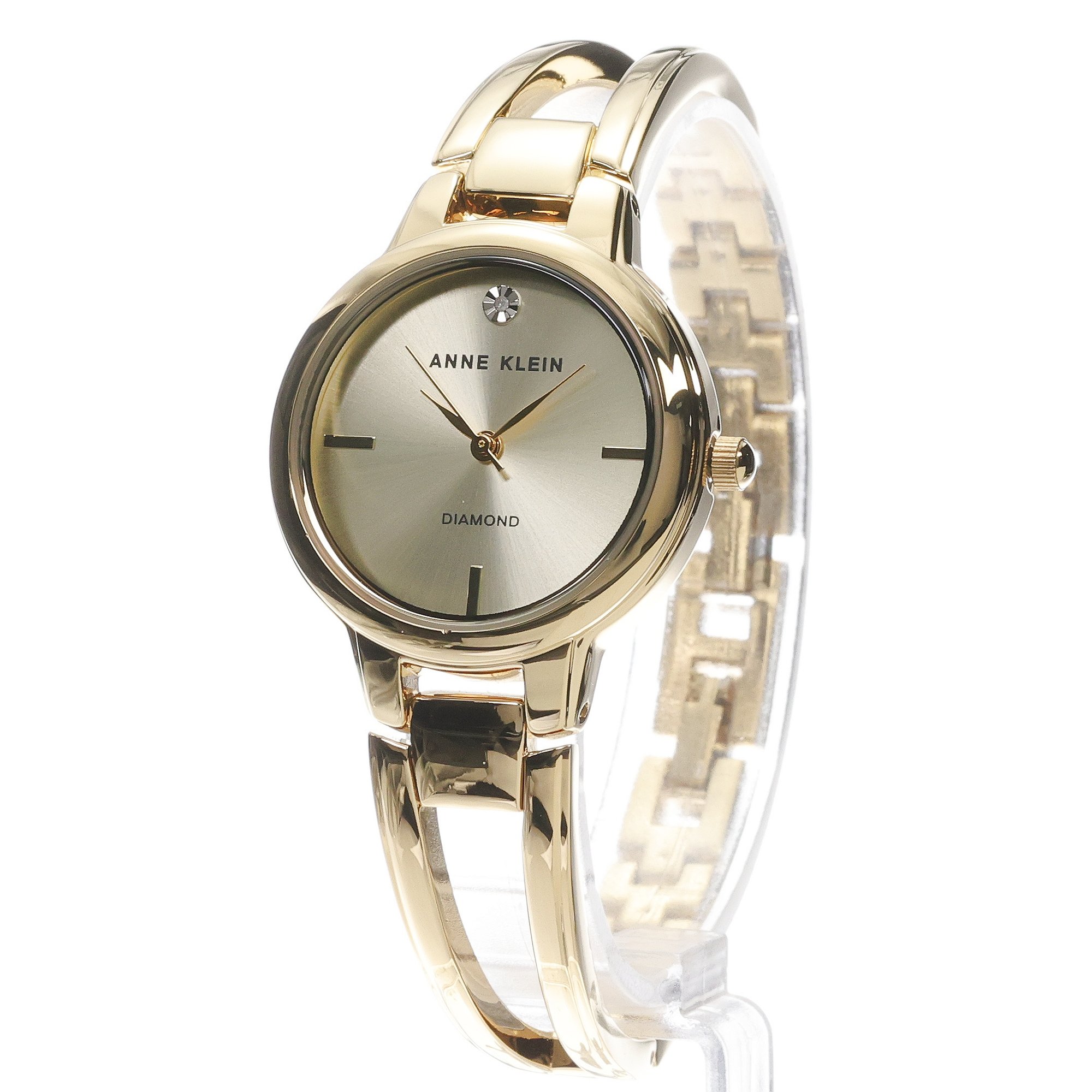 zegarek Anne Klein AK-2626CHGB kwarcowy damski Bransoleta Genuine Diamond Dial Bangle