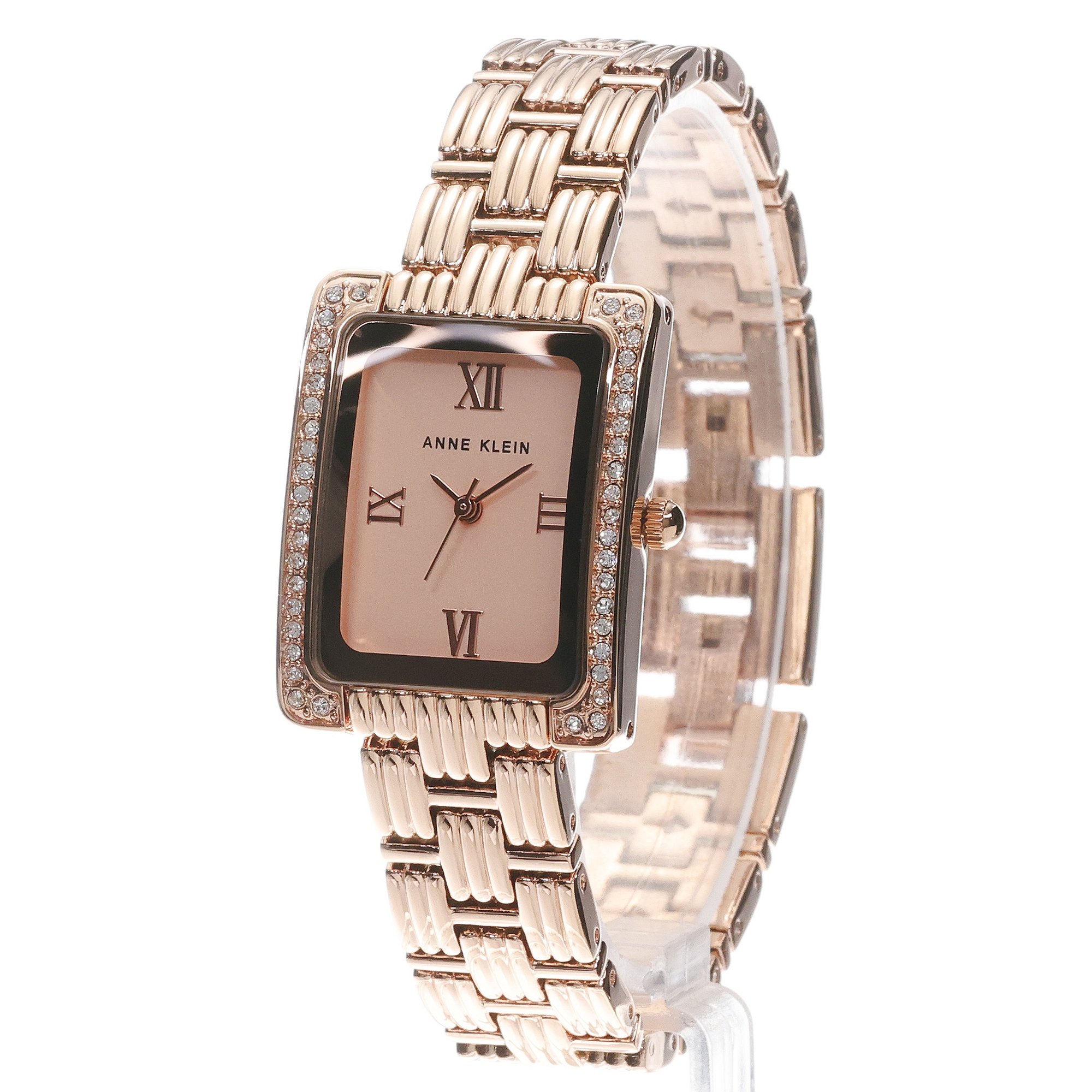 zegarek Anne Klein AK-5168RGRG kwarcowy damski Bransoleta Premium Crystal Accented Grooved Link Bracelet Watch - miniatura 2