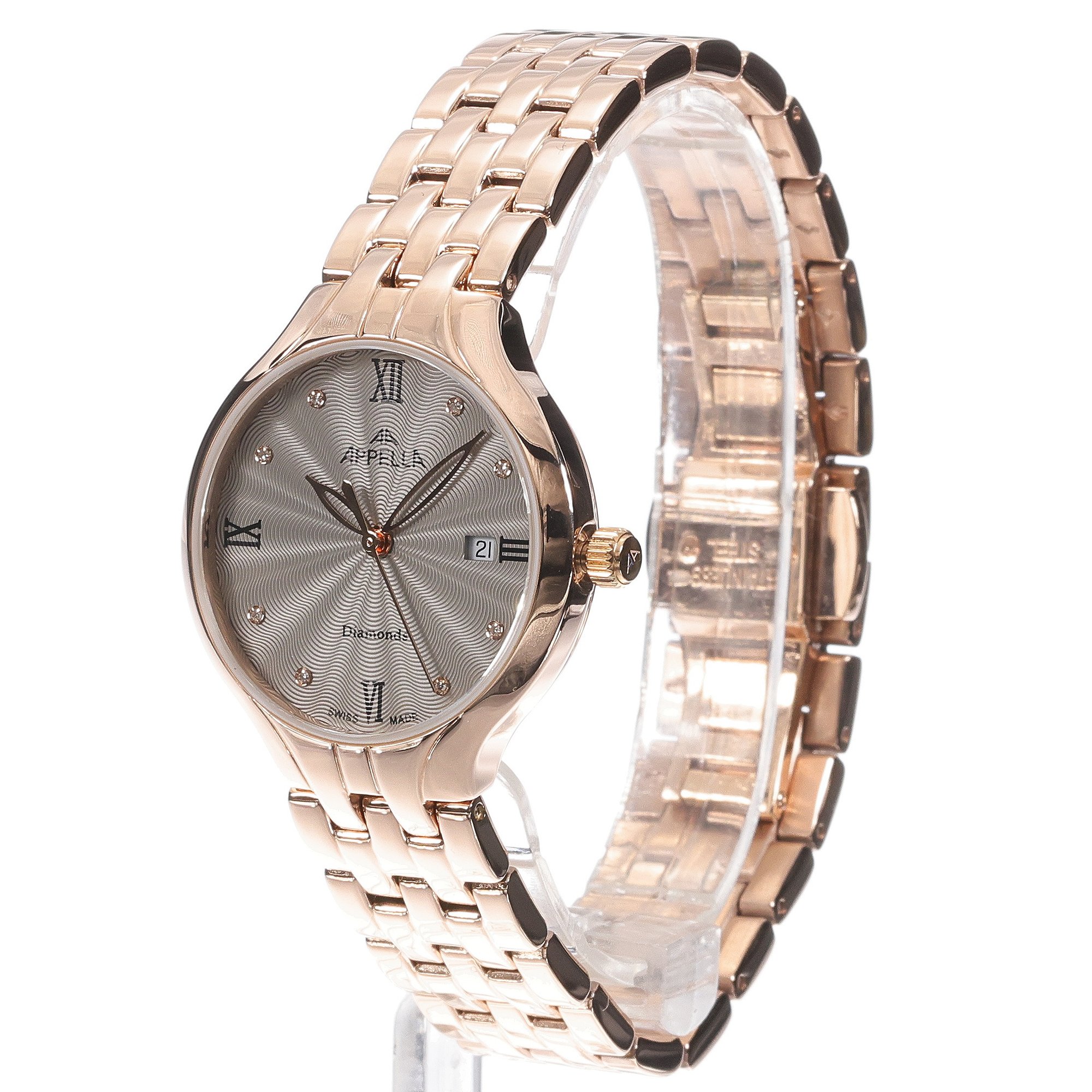 zegarek Appella L500009187DQ różowe złoto Diamonds
