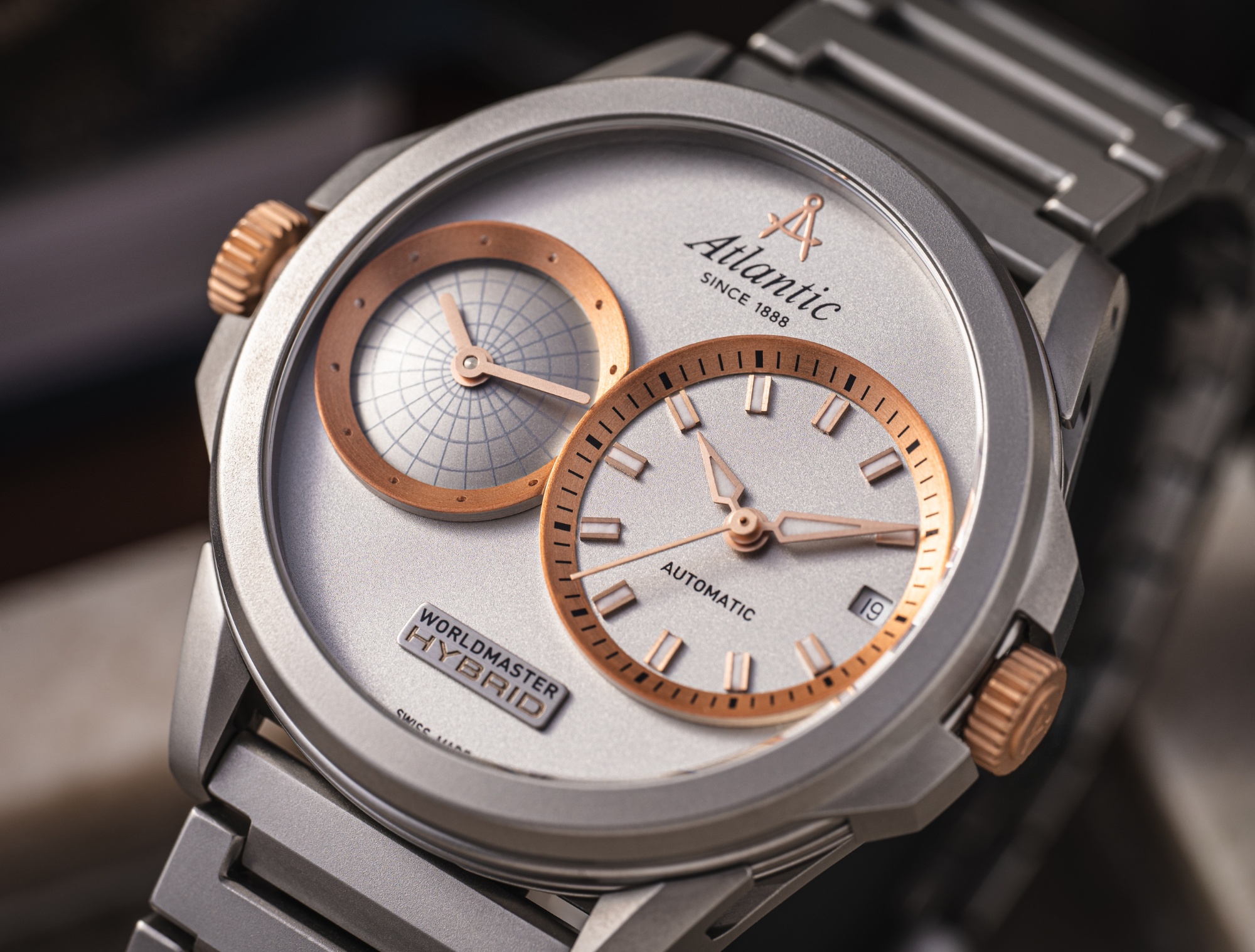 zegarek Atlantic 507554129 Worldmaster Hybrid Automatic Quartz Limited Edition Worldmaster szafirowe
