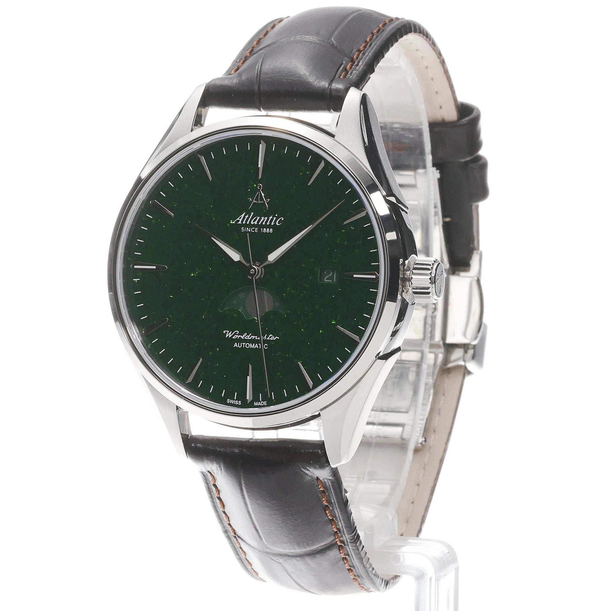 zegarek Atlantic 527834171 automatyczny męski Worldmaster Worldmaster Moonphase - Green Aventurine - miniatura 2