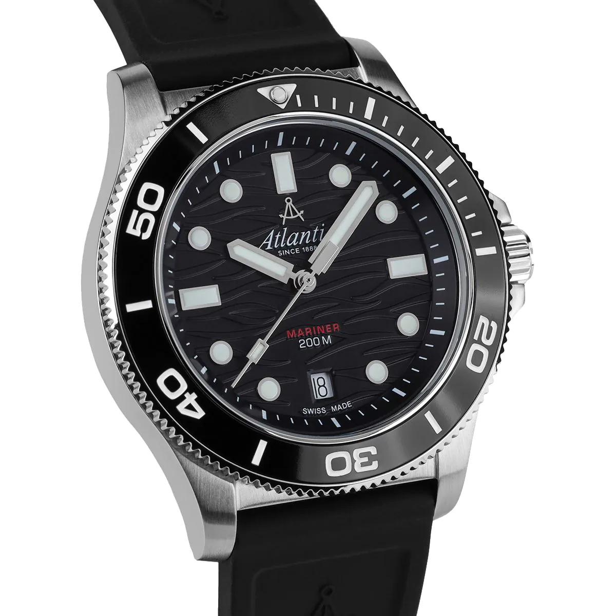 zegarek Atlantic 813714169PU kwarcowy męski Mariner Mariner Quartz Wave Black on PU Strap