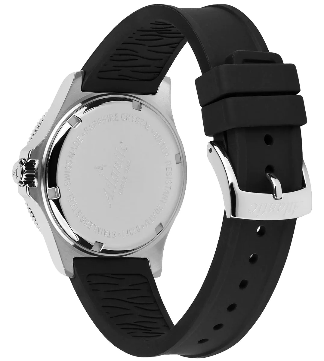 zegarek Atlantic 813714169PU Mariner Quartz Wave Black on PU Strap Mariner szafirowe