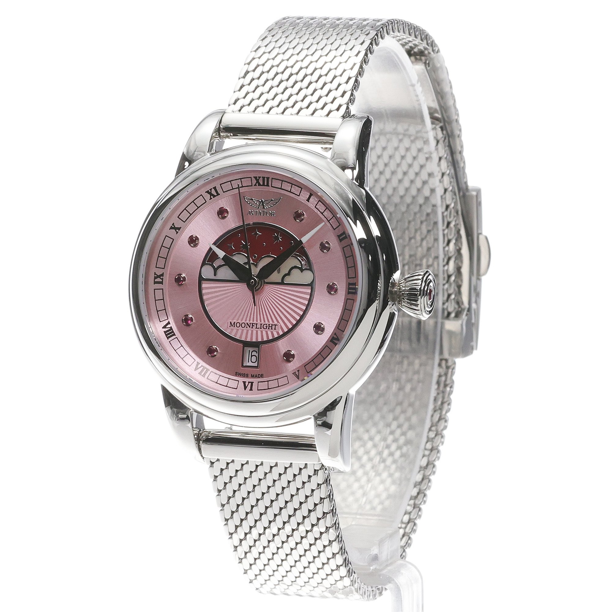 zegarek Aviator V13304175 kwarcowy damski Douglas Moonflight Douglas Moonflight Gemstone Edition Pink Red Ruby - miniatura 2