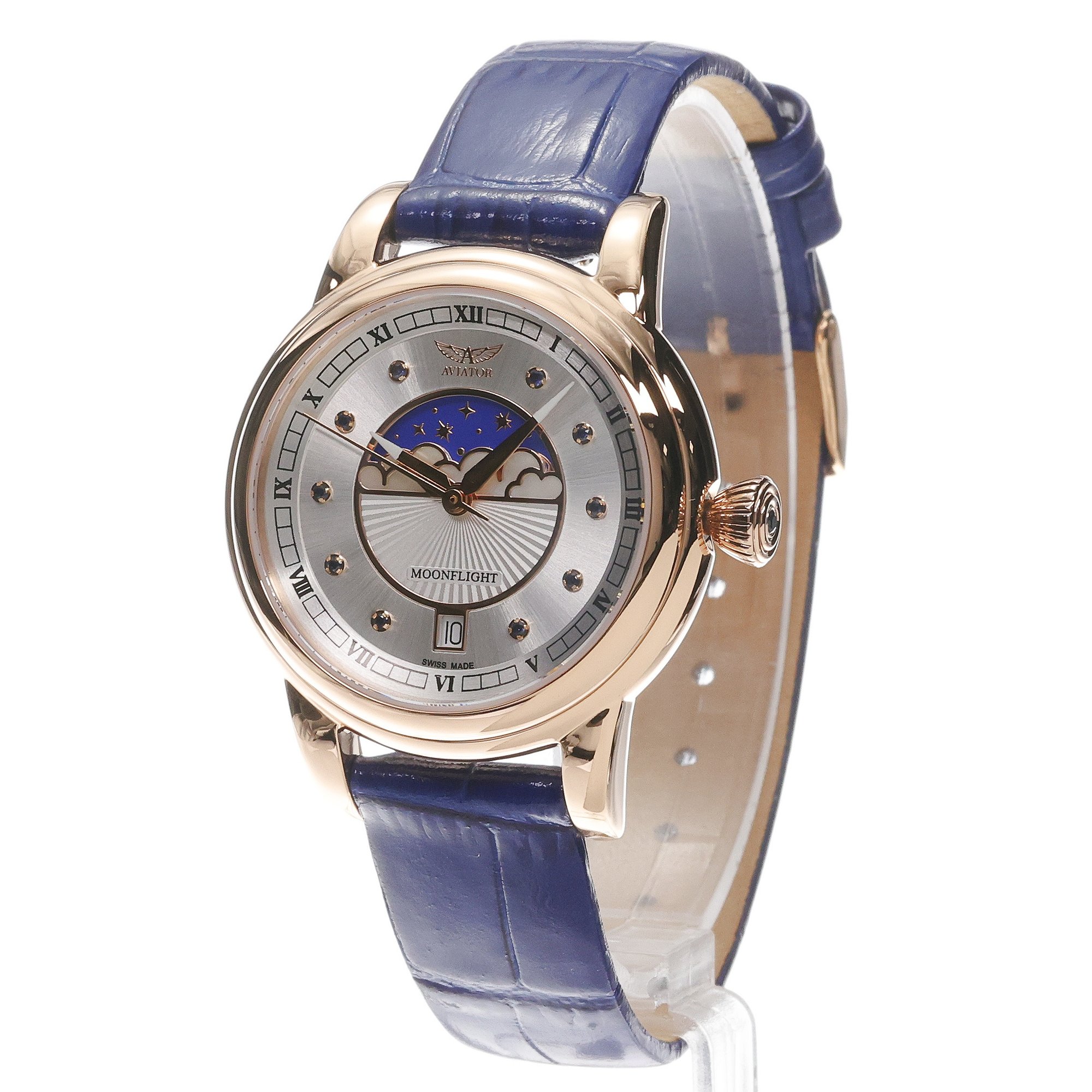 zegarek Aviator V13324164 kwarcowy damski Douglas Moonflight Douglas Moonflight Gemstone Edition Silver Blue Sapphire - miniatura 2