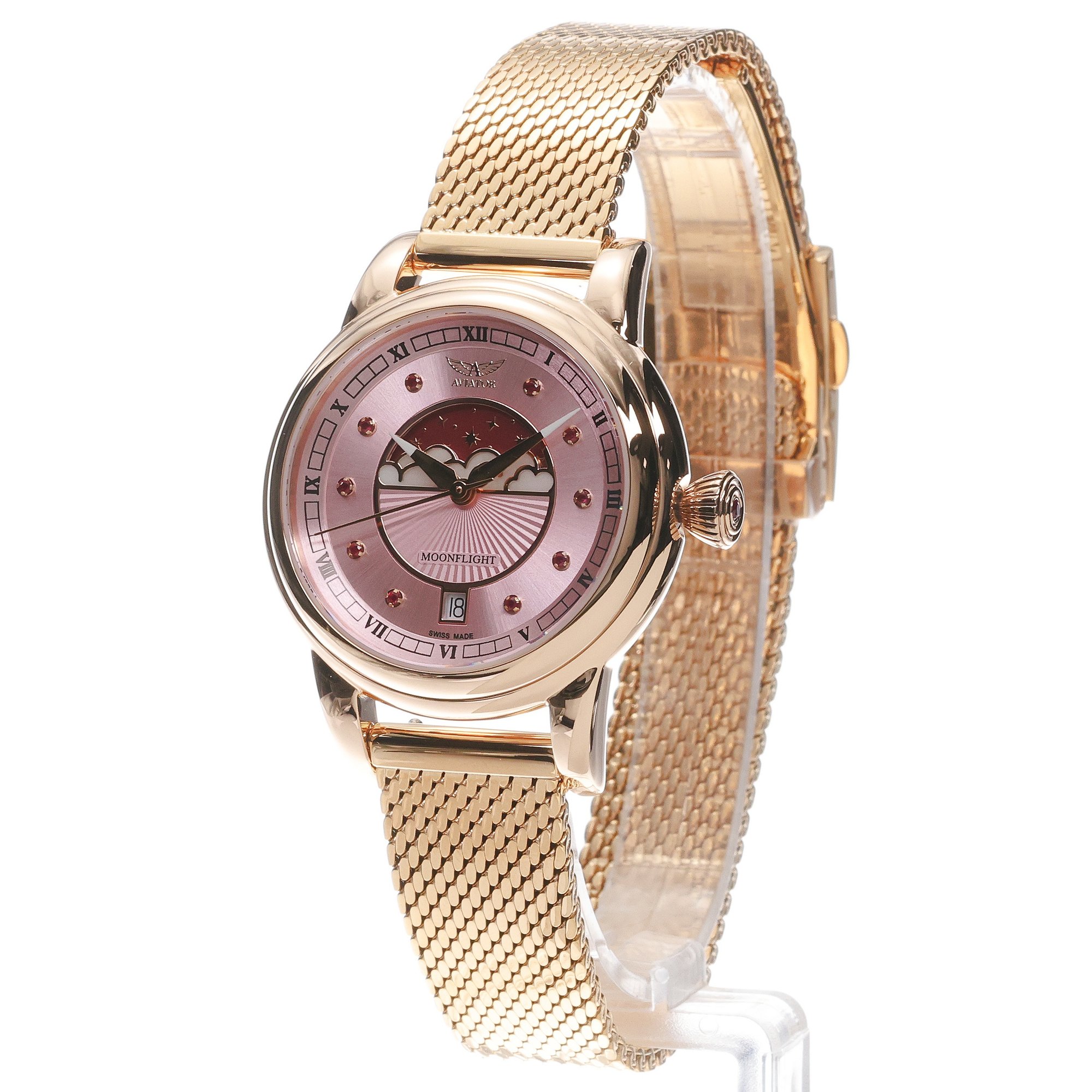 zegarek Aviator V13324185 kwarcowy damski Douglas Moonflight Douglas Moonflight Gemstone Edition Pink Red Ruby - miniatura 2