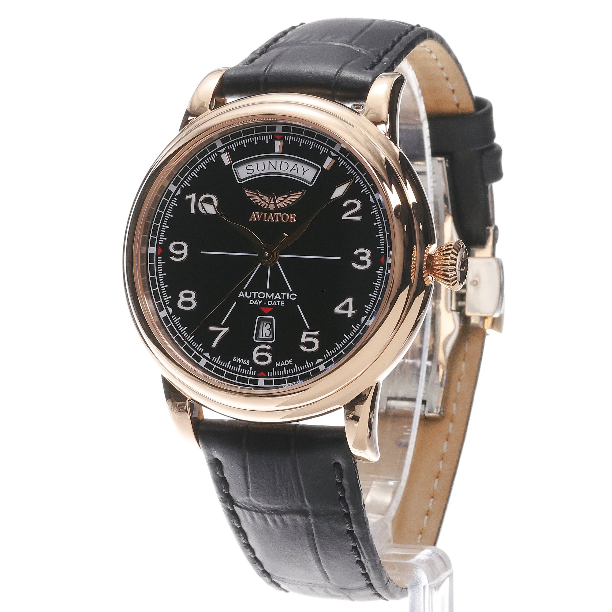 zegarek Aviator V34423984 automatyczny męski Douglas Douglas DC-3 Day-Date 45 Black