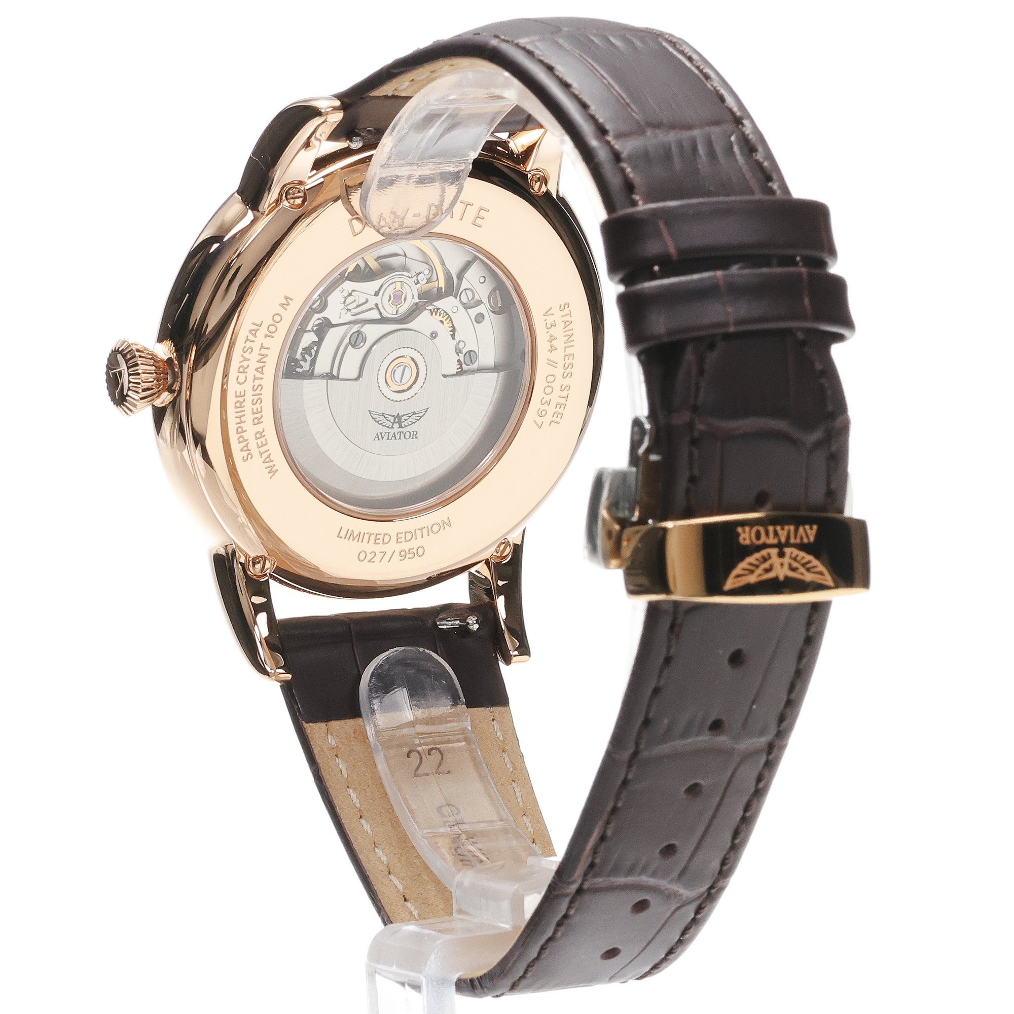 zegarek Aviator V34424004 automatyczny męski Douglas Douglas DC-3 Day-Date 45 Silver