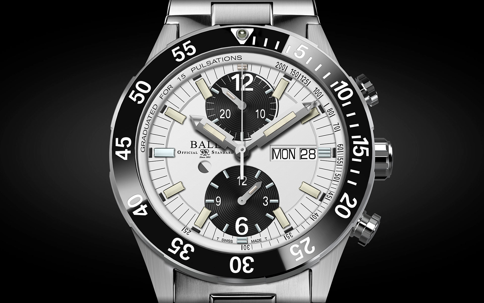 zegarek Ball DC3030C-S-WHBK automatyczny męski Roadmaster Roadmaster Rescue Chronograph (41mm) Limited Edition