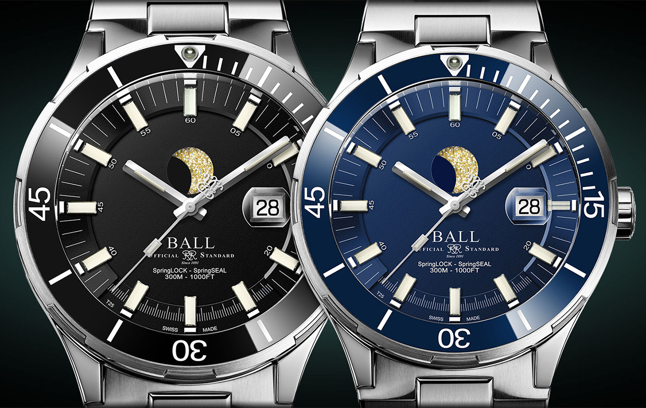 zegarek Ball DM3130B-S13J-BK Roadmaster Challenger Moonphase 40mm Roadmaster szafirowe