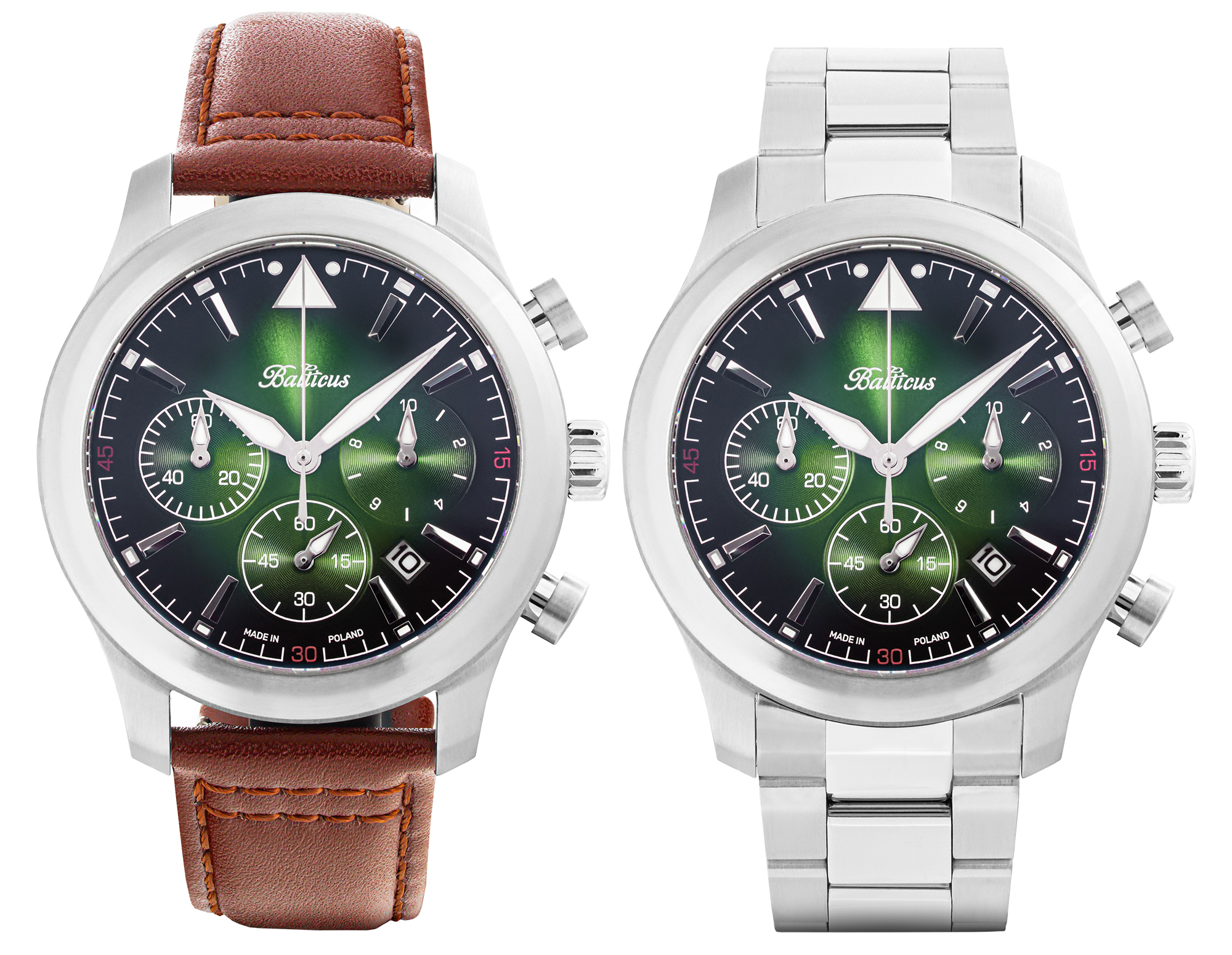 zegarek Balticus BALFSQCHGRE Flying Seal 44mm Zielony Limited Edition 50szt męski z chronograf Flying Seal