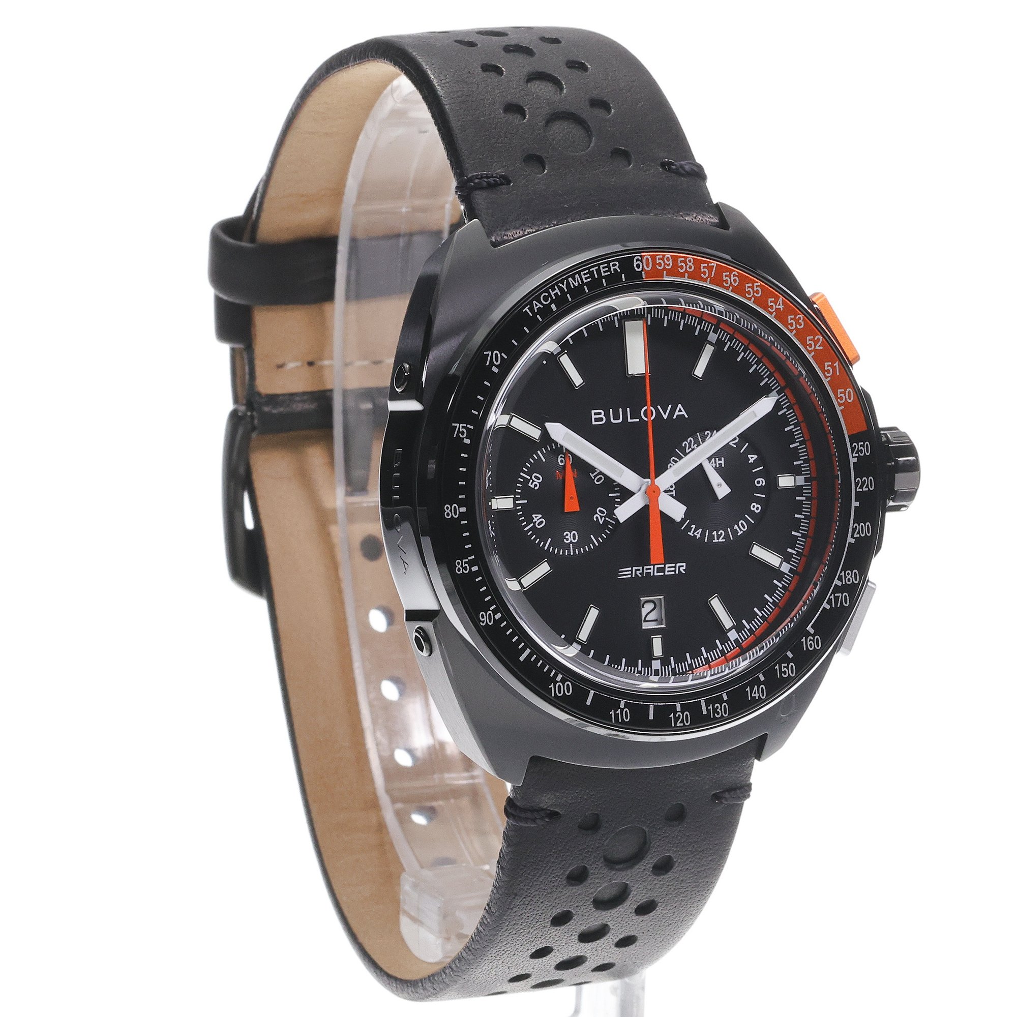 zegarek Bulova 98B428 kwarcowy męski Męskie Black Leather Strap 42mm