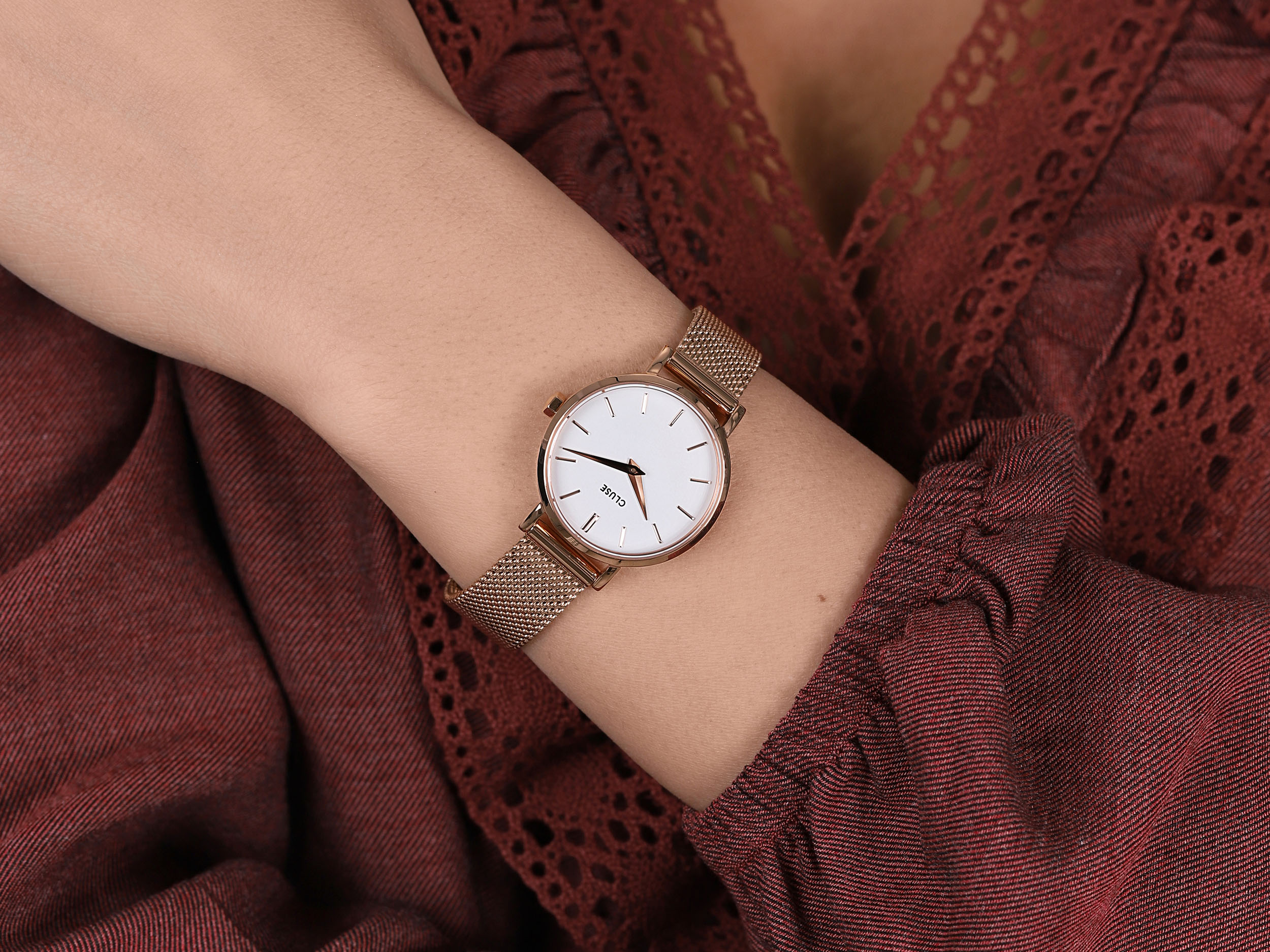 zegarek Cluse CW0101211003 kwarcowy damski Boho Chic Mesh Rose Gold