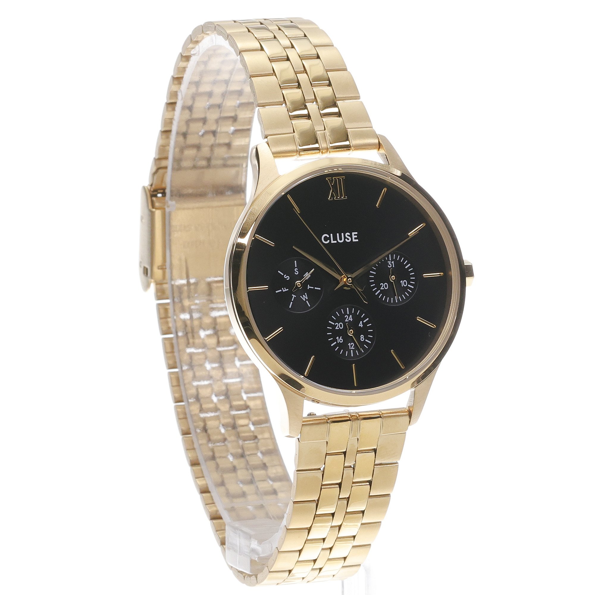 zegarek Cluse CW10707 kwarcowy damski Minuit Minuit Multifunction Gold Black Dial 34mm