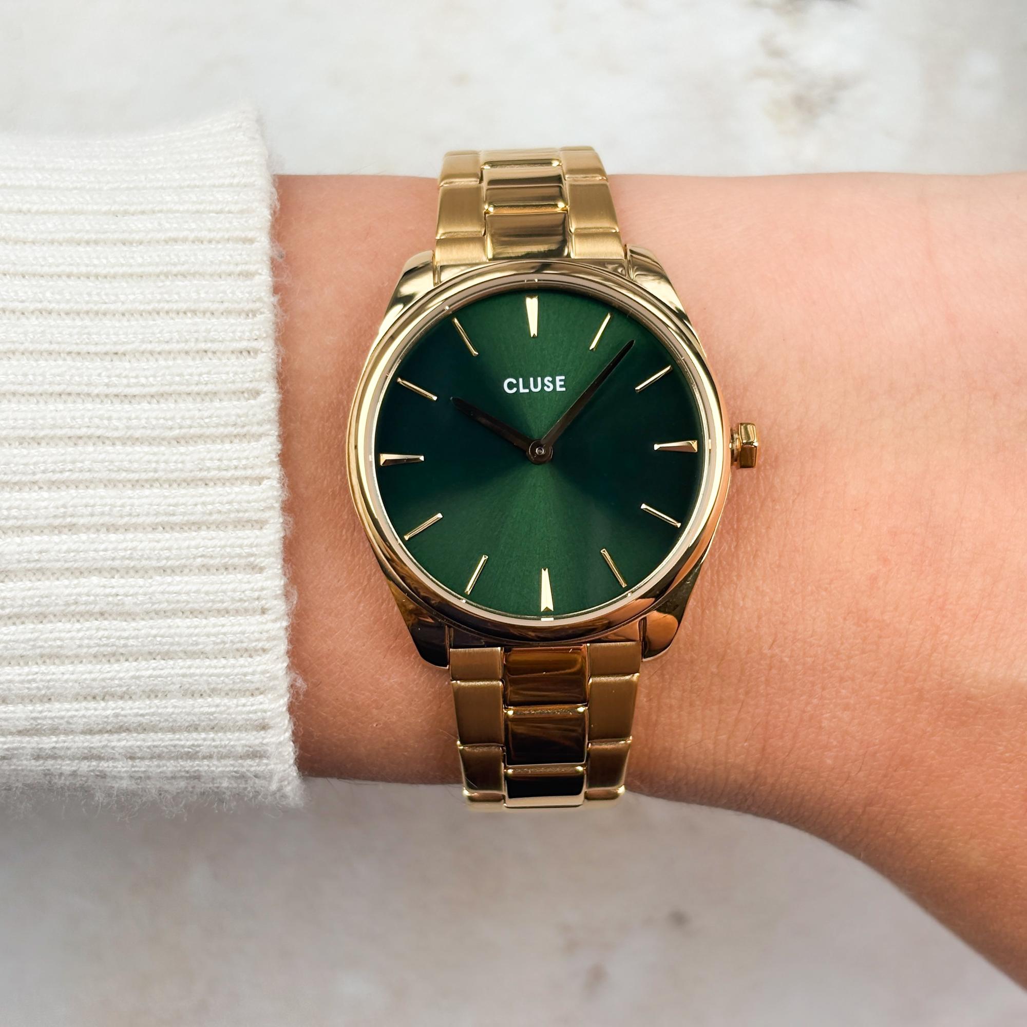 zegarek Cluse CW11217 kwarcowy damski Feroce Petite Steel Green Gold Colour