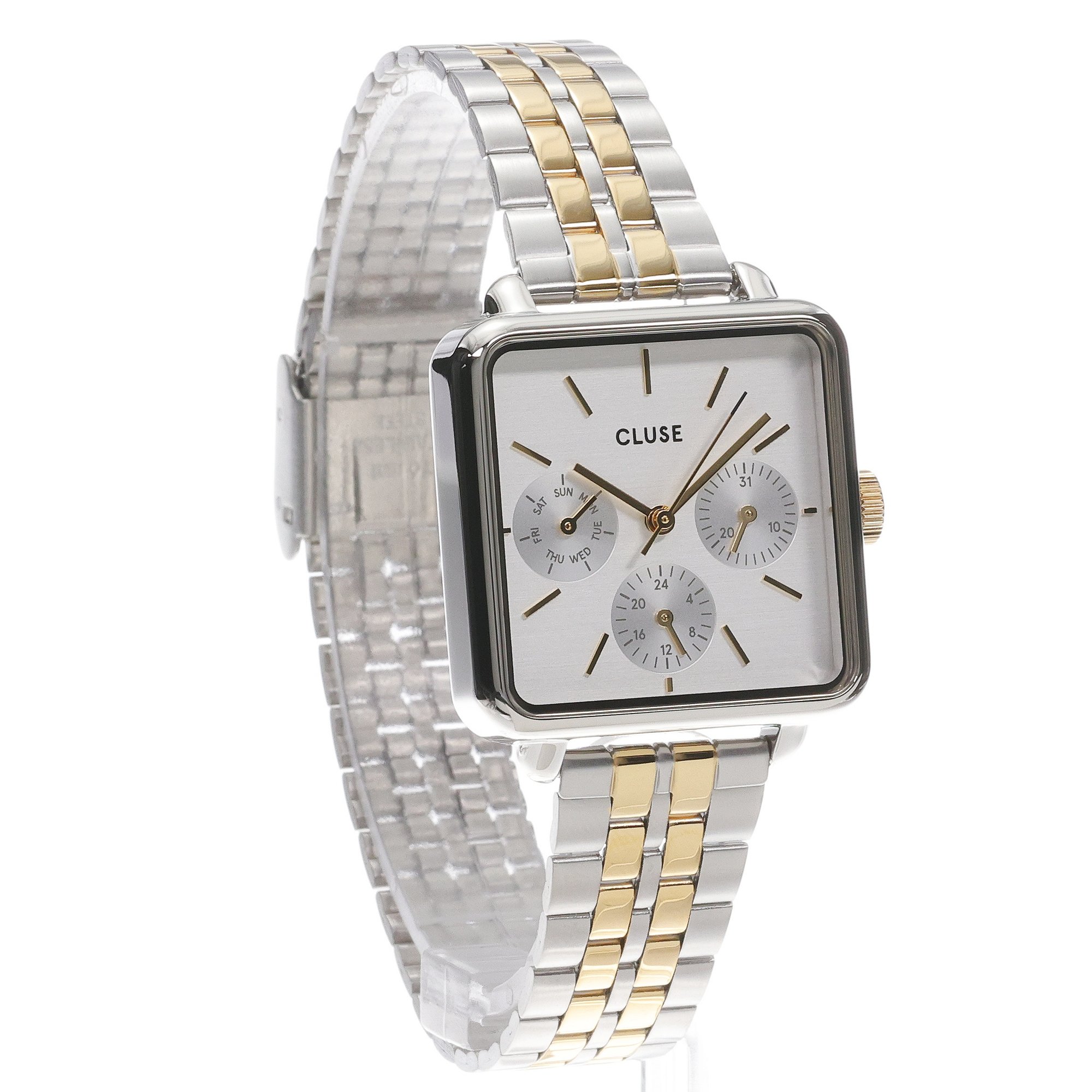 zegarek Cluse CW13803 kwarcowy damski La Tetragone La Tetragone Multifunction Silver-Gold