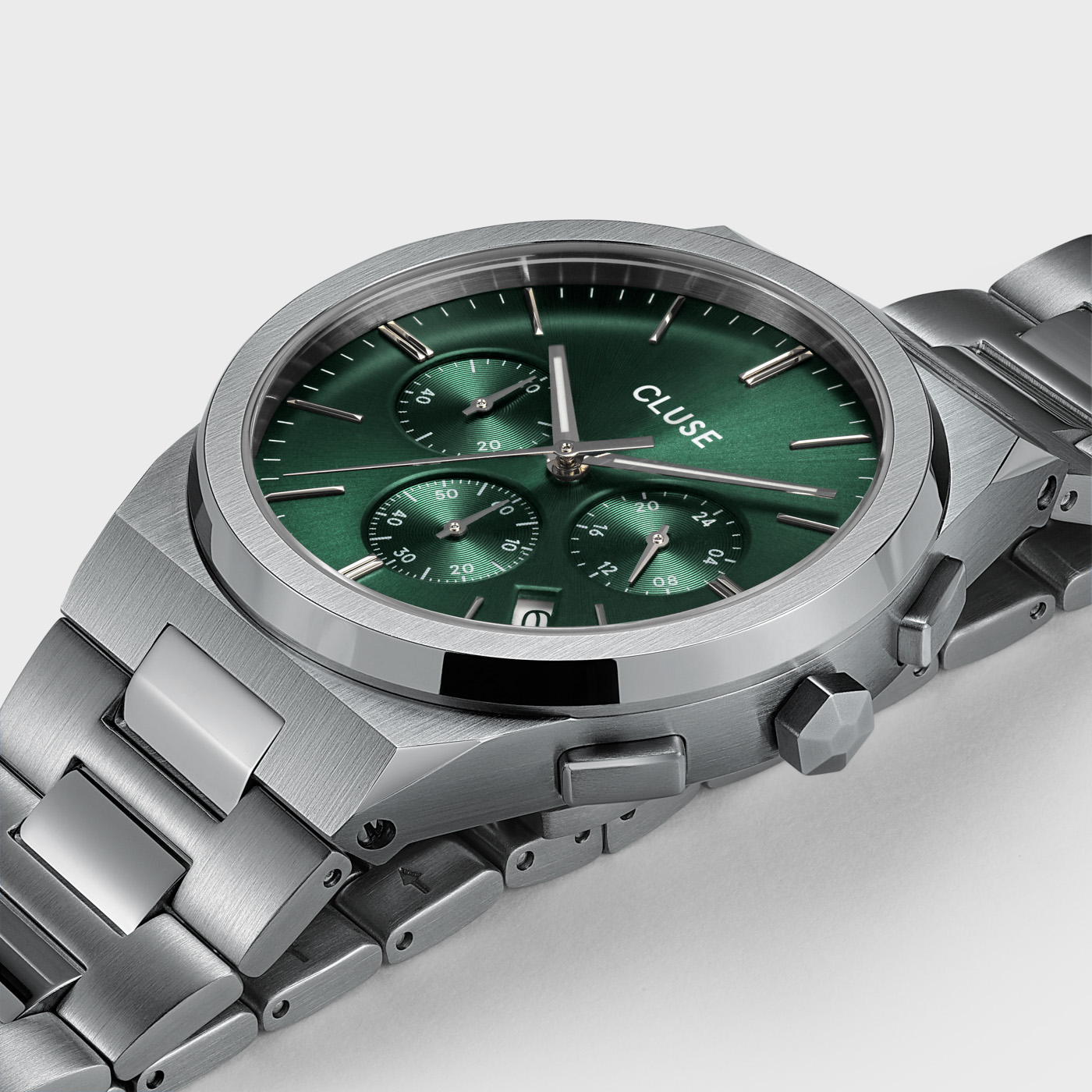 zegarek Cluse CW20803 Chrono Steel Green/Silver męski z chronograf Vigoureux