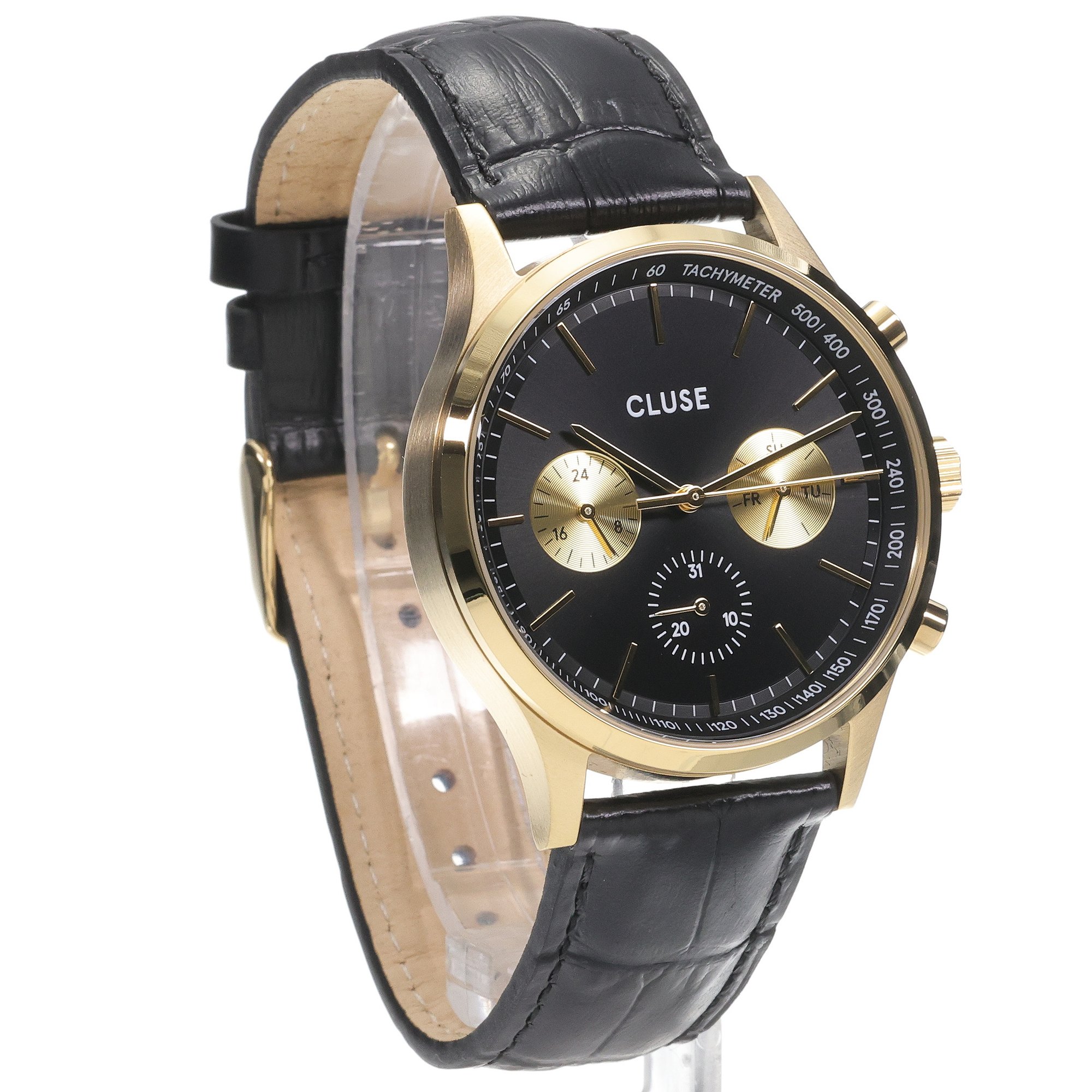 zegarek Cluse CW21004 kwarcowy męski Antheor Antheor Multifunction Black Leather Gold - miniatura 3