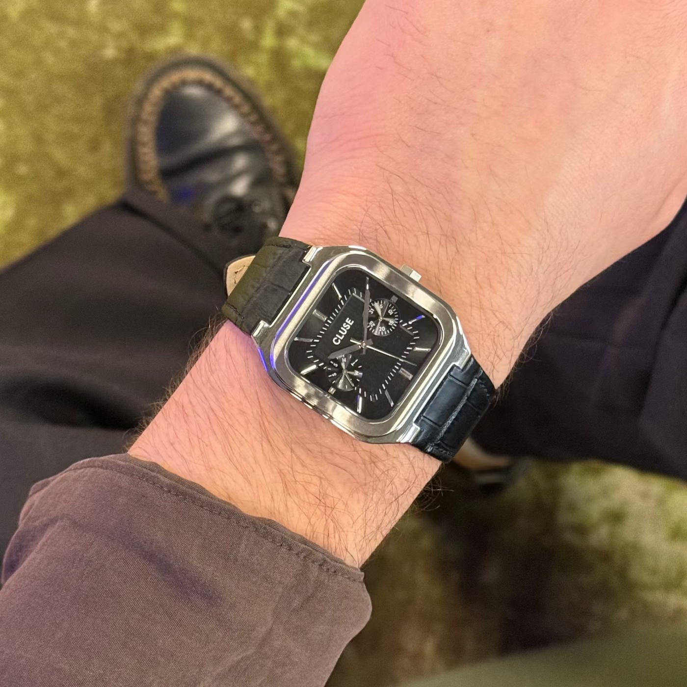 zegarek Cluse CW26203 kwarcowy męski Quadrus Quadrus Multifunction Leather Black Silver - miniatura 4