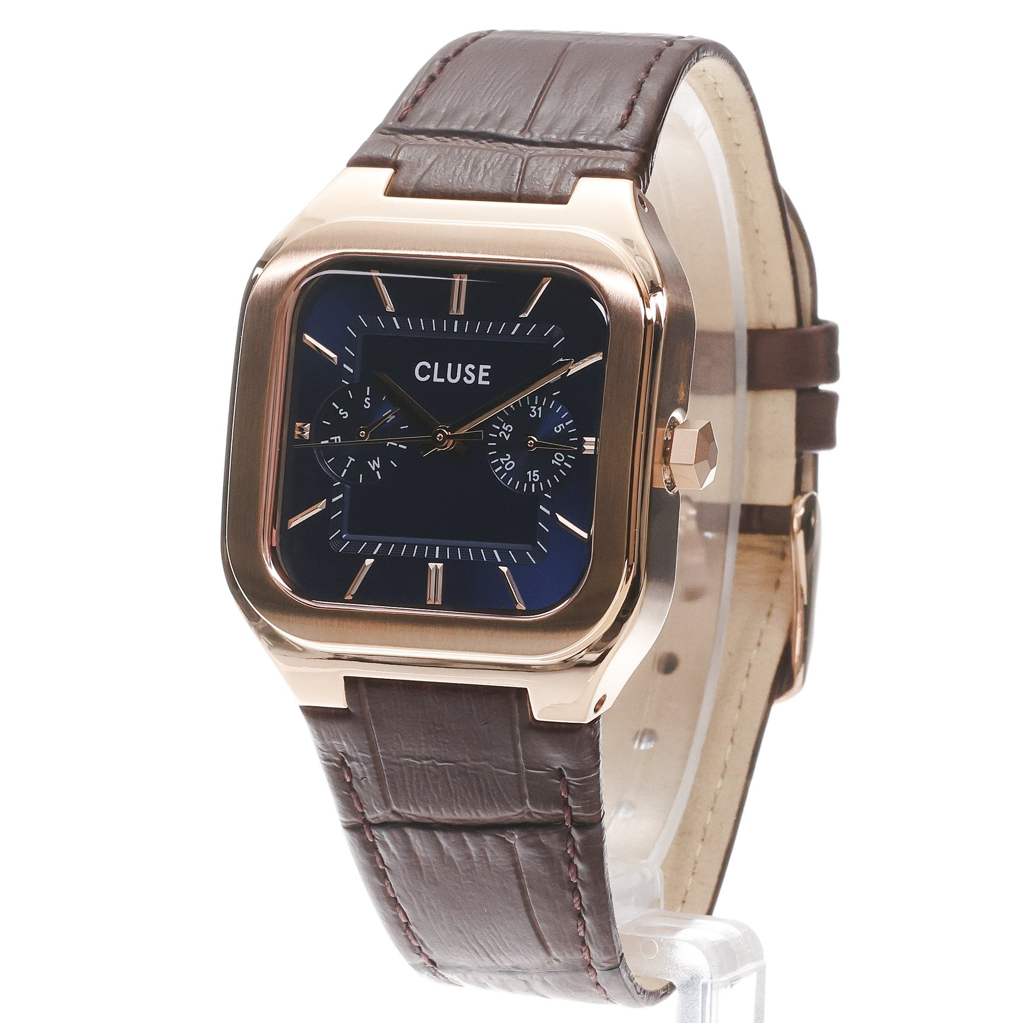 zegarek Cluse CW26204 Quadrus Multifunction Leather Blue Rose Gold Quadrus mineralne - miniatura 2