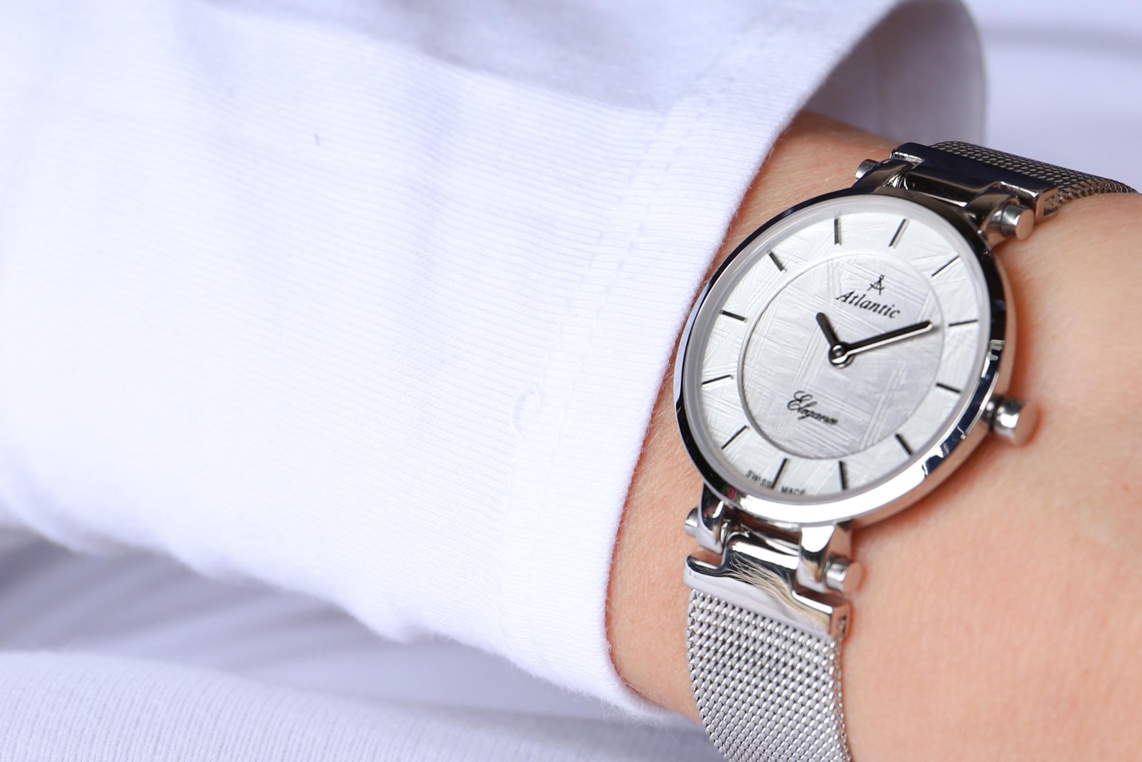 Atlantic 29035.41.21 zegarek srebrny elegancki Elegance bransoleta
