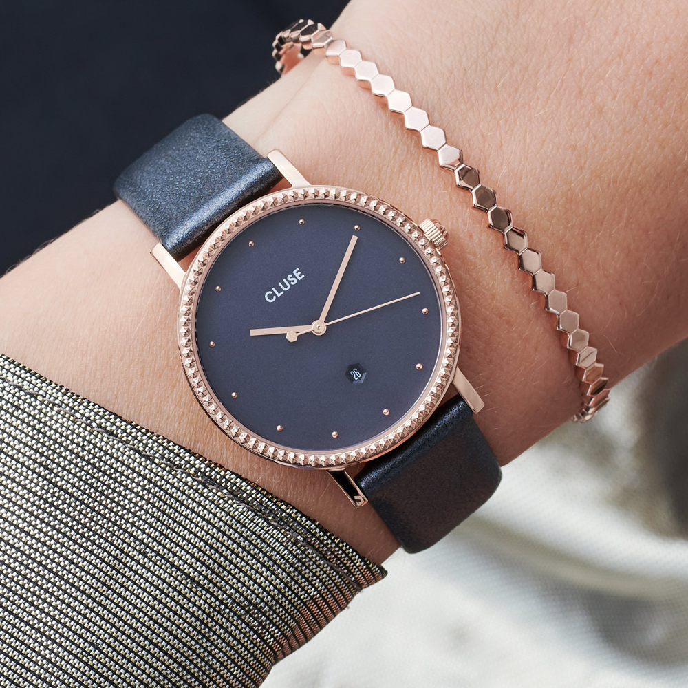 Cluse CW0101209007 Le Couronnement Le Couronnement Leather Rose Gold Dark Grey/Dark Grey zegarek damski fashion/modowy mineralne - miniatura 5