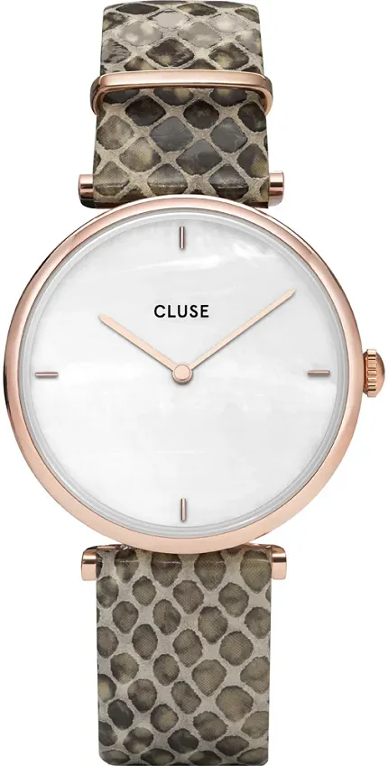 Cluse CL61007 Triomphe Rose Gold White Pearl/Soft Grey Python Jungle - zdjęcie 1