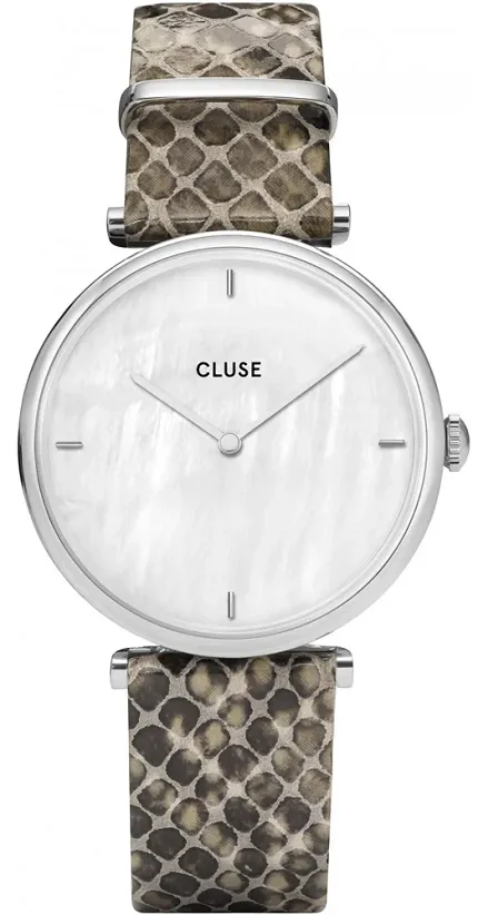Cluse CL61009 Triomphe Silver White Pearl/Soft Grey Python Jungle