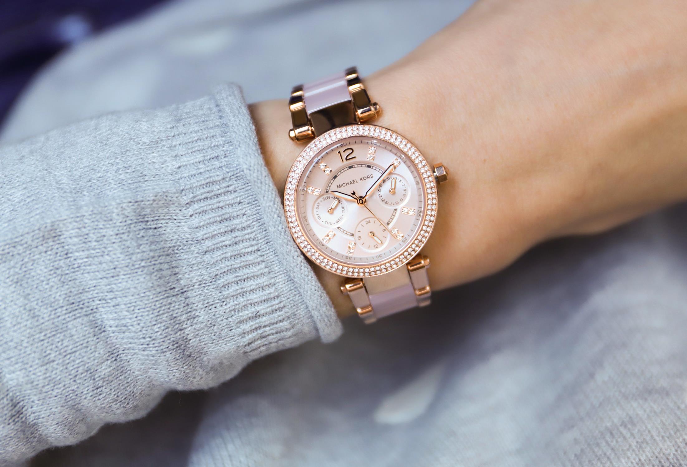 Michael Kors MK6110 zegarek różowe złoto fashion/modowy Parker bransoleta - miniatura 5
