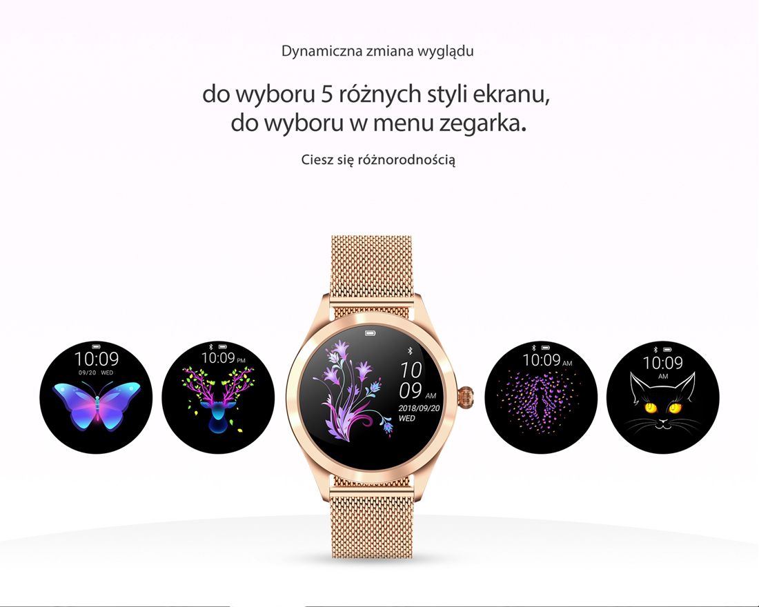 Zegarek Rubicon Smartwatch Rubicon RNBE37 różowe złoto - damski  - miniatura 6