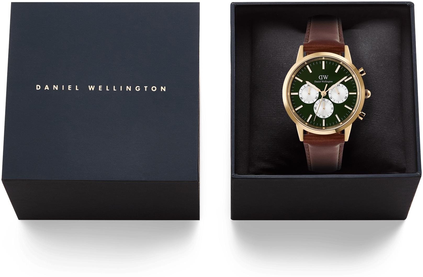 zegarek Daniel Wellington DW00100876 kwarcowy męski Męskie Iconic Chronograph St Mawes Emerald Panda Gold - miniatura 8